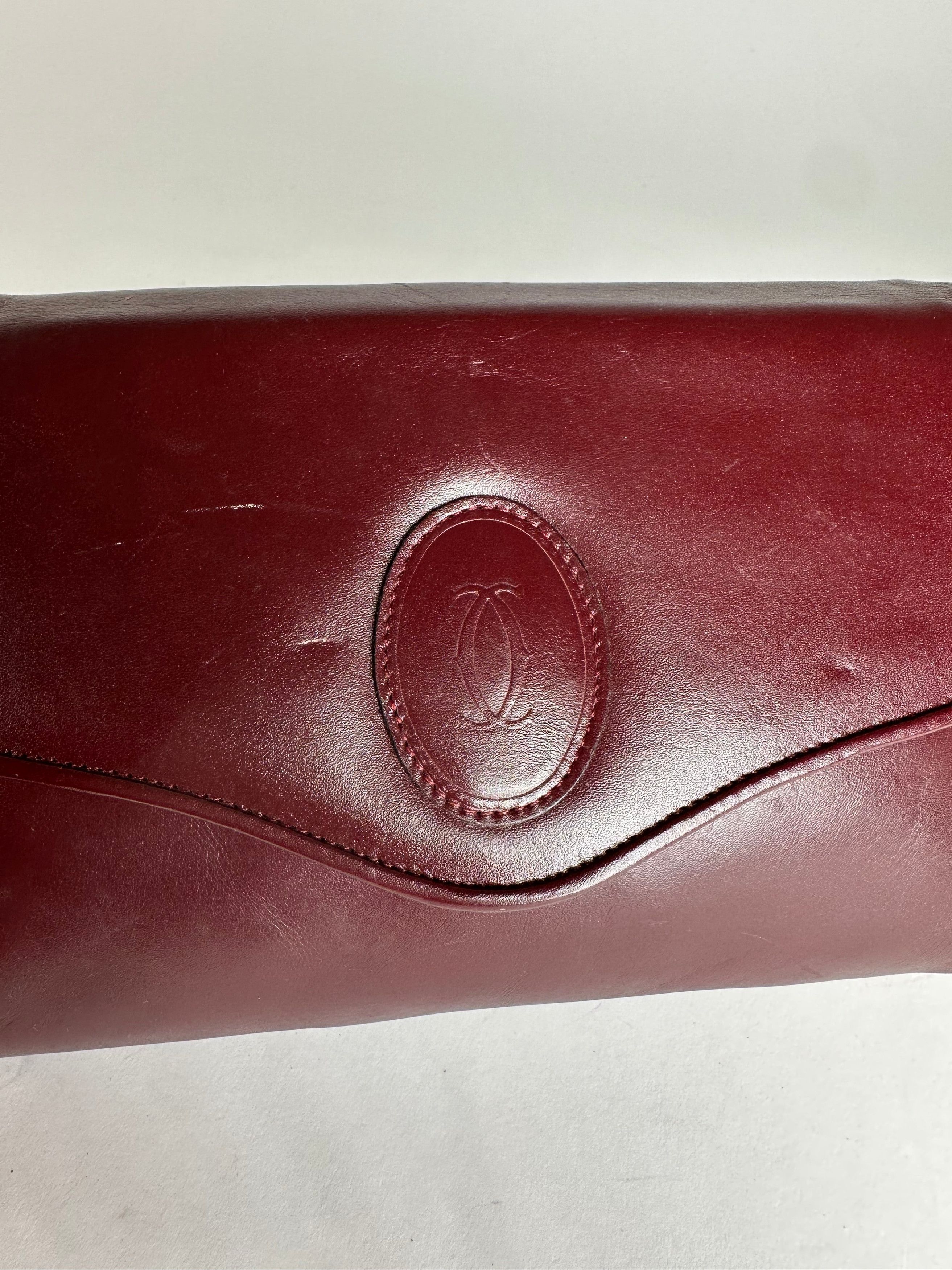 Cartier Vintage Leather Shoulder Bag Burgundy Size ONE SIZE - 4 Thumbnail