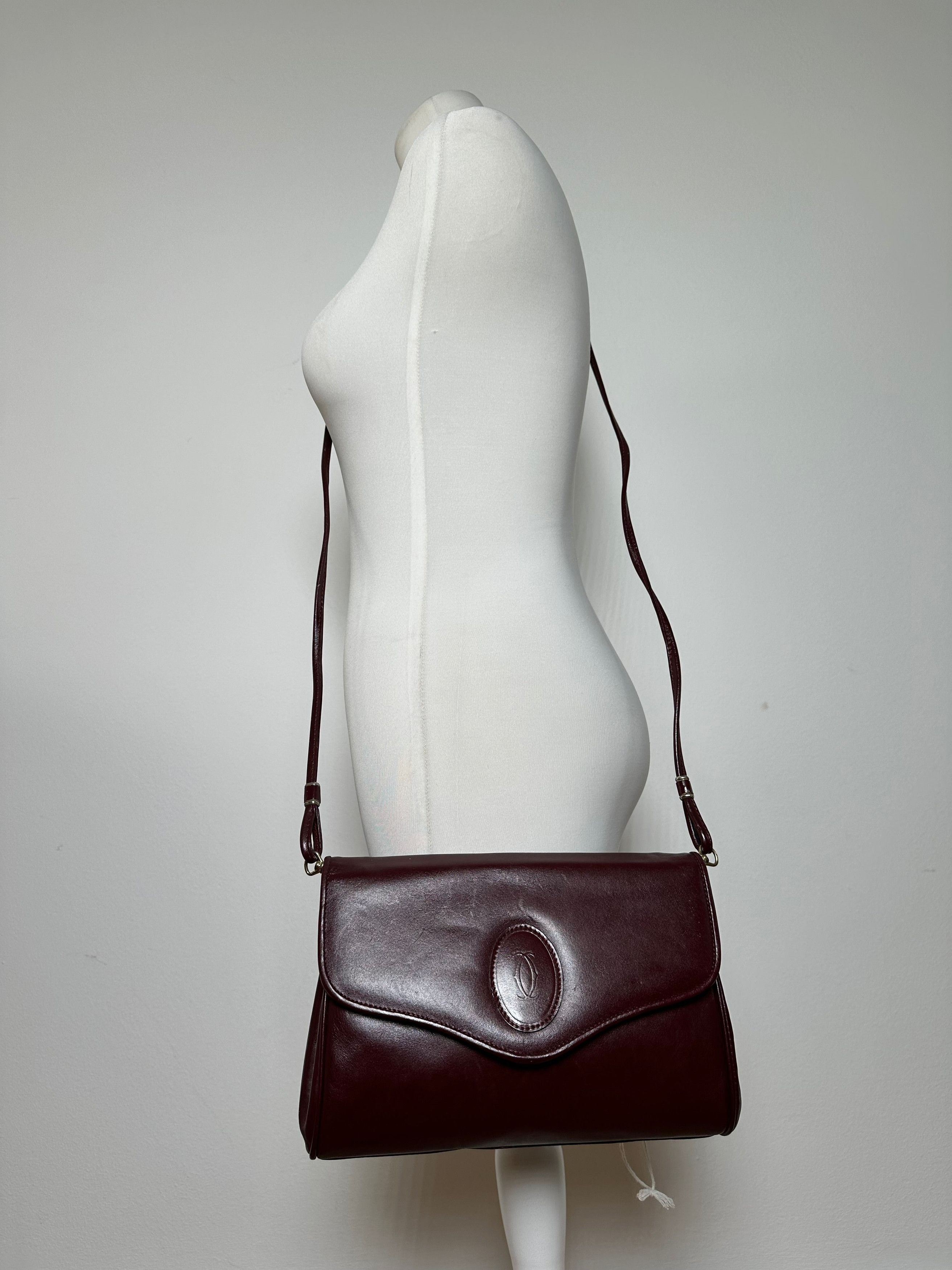 Cartier Vintage Leather Shoulder Bag Burgundy Size ONE SIZE - 7 Thumbnail