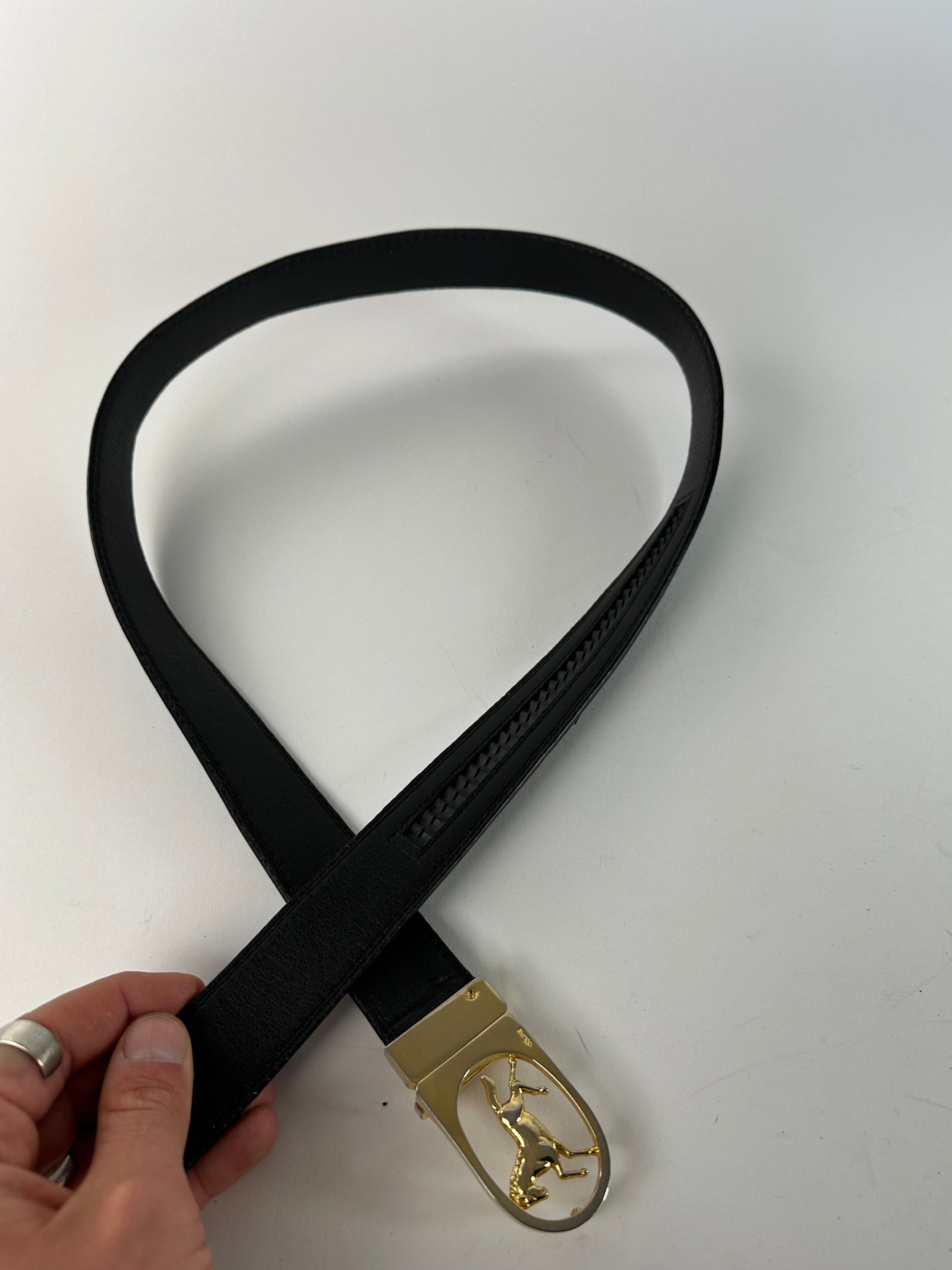 Celine Vintage Paris Carriage Logo Leather Belt Black Size ONE SIZE - 7 Thumbnail
