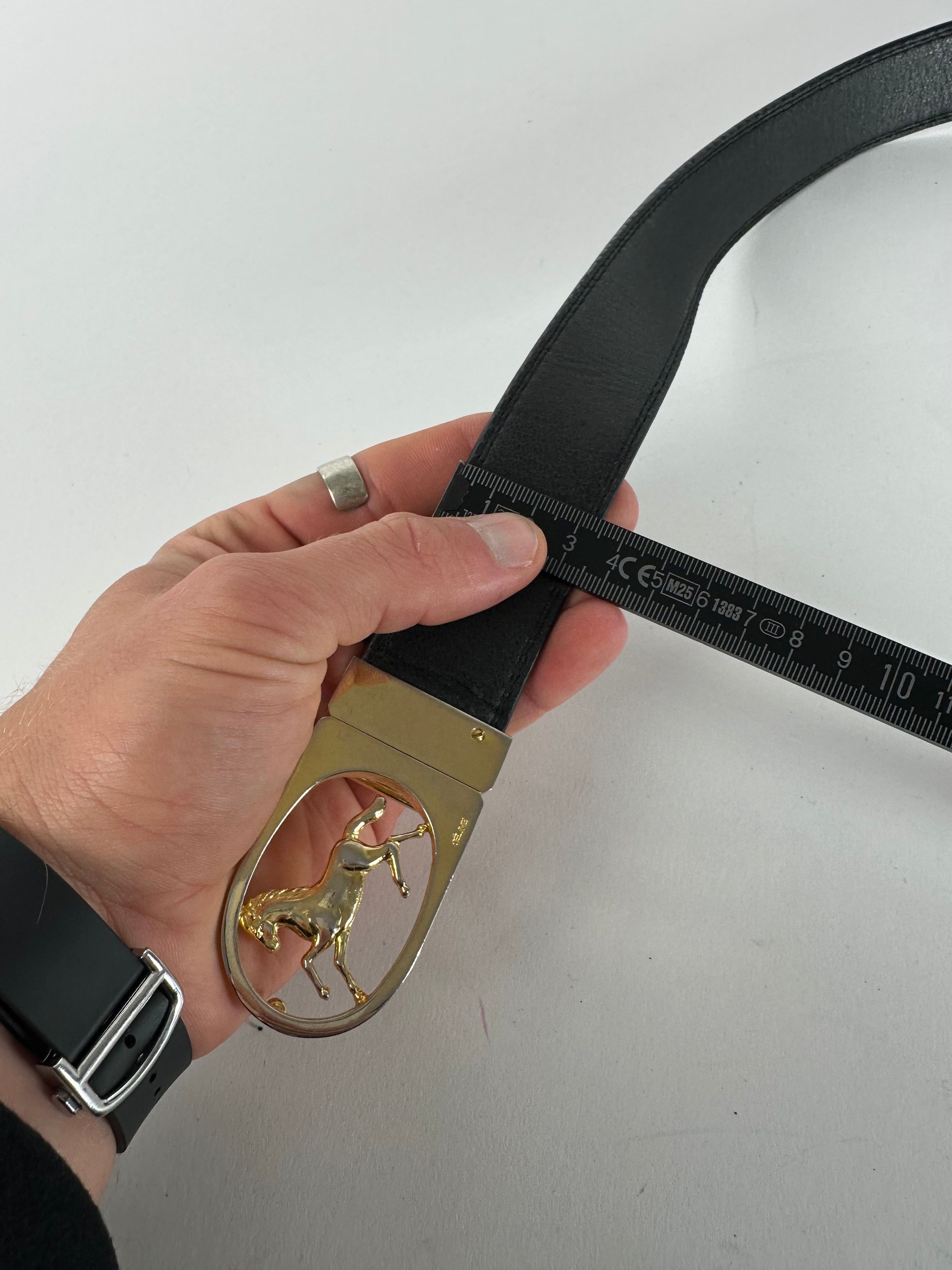 Celine Vintage Paris Carriage Logo Leather Belt Black Size ONE SIZE - 9 Thumbnail