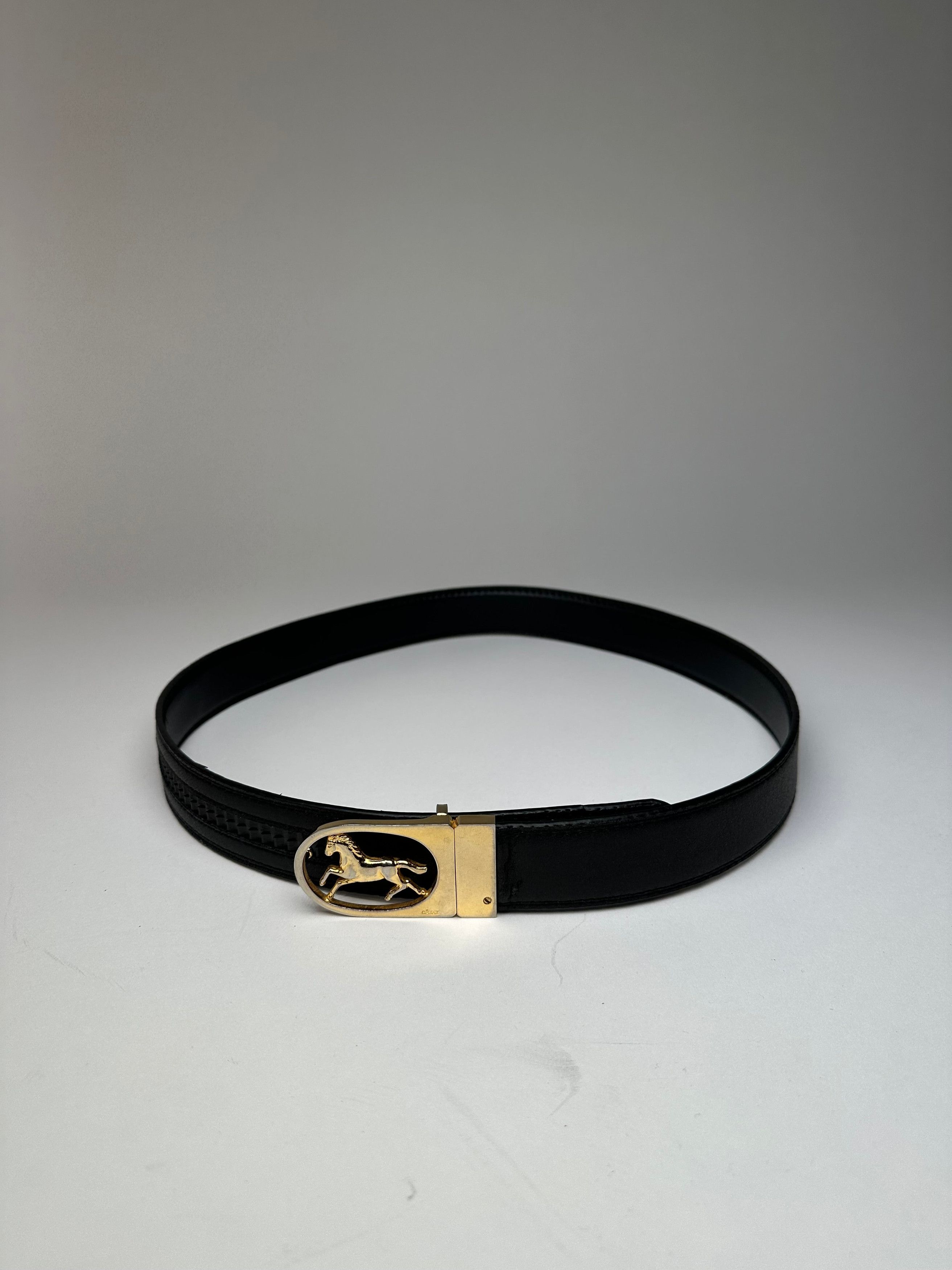 Celine Vintage Paris Carriage Logo Leather Belt Black Size ONE SIZE - 10 Thumbnail