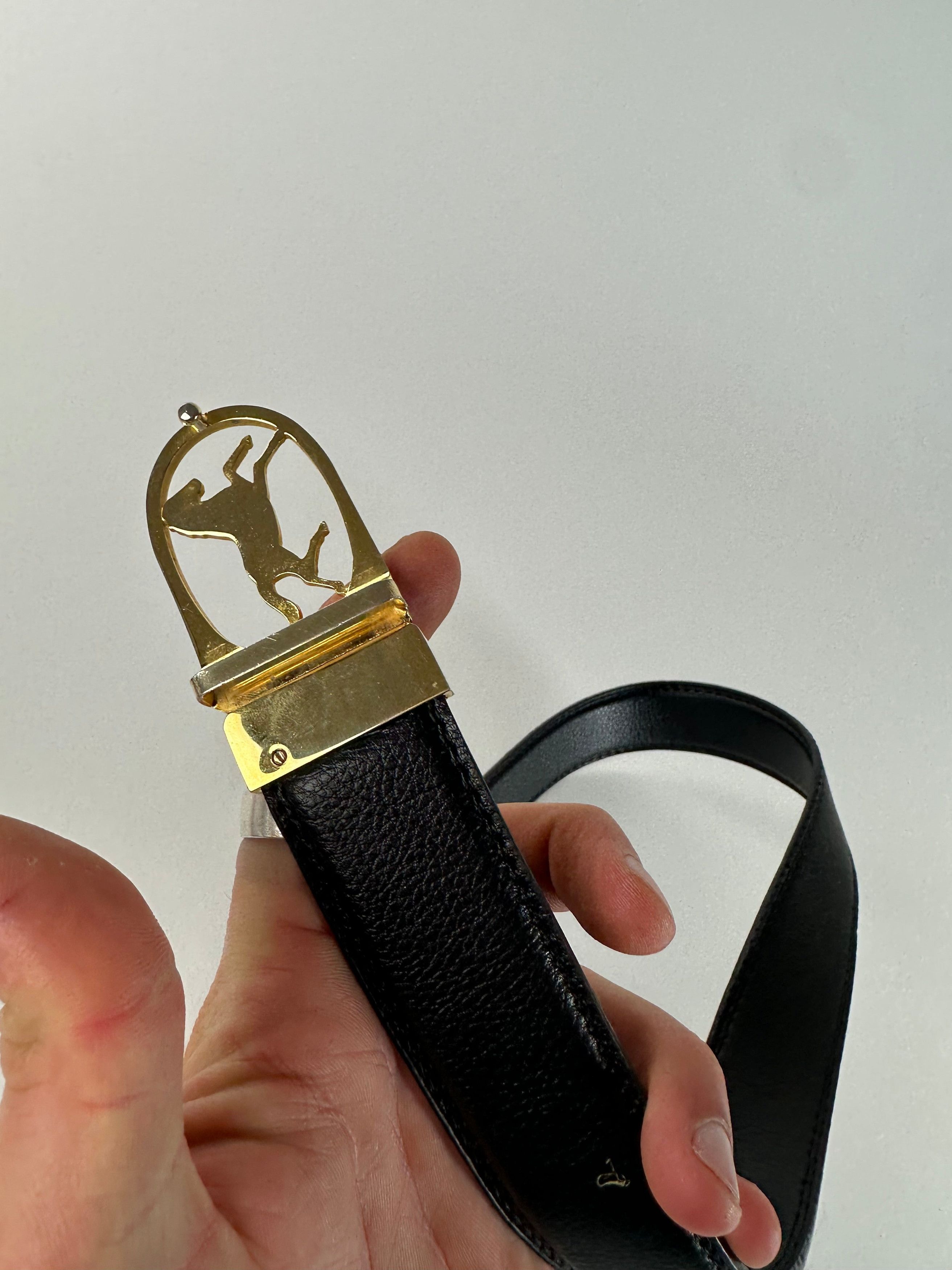 Celine Vintage Paris Carriage Logo Leather Belt Black Size ONE SIZE - 4 Thumbnail