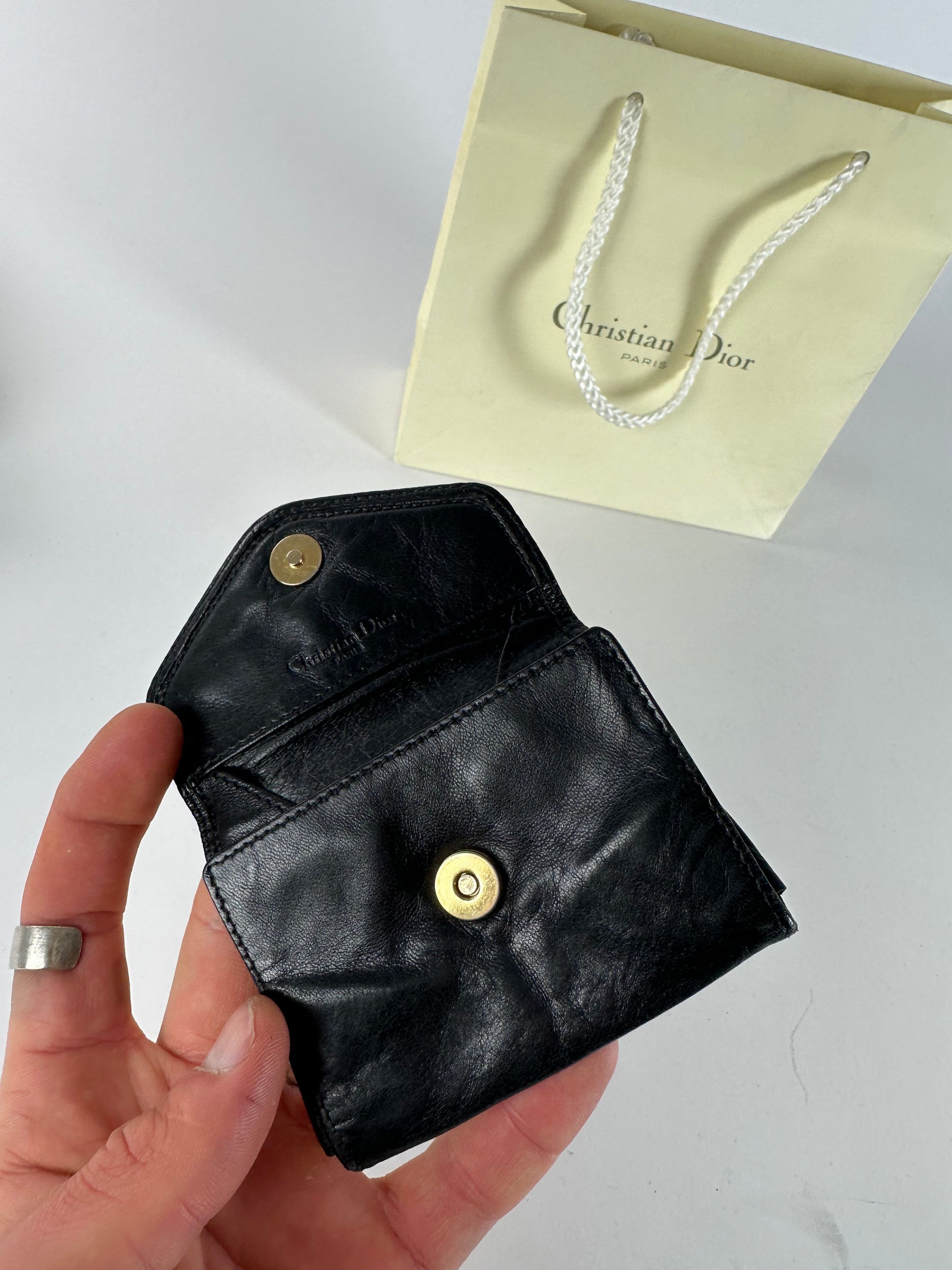 Dior Vintage Snake Emblossed Leather Card Holder Black Size ONE SIZE - 3 Thumbnail