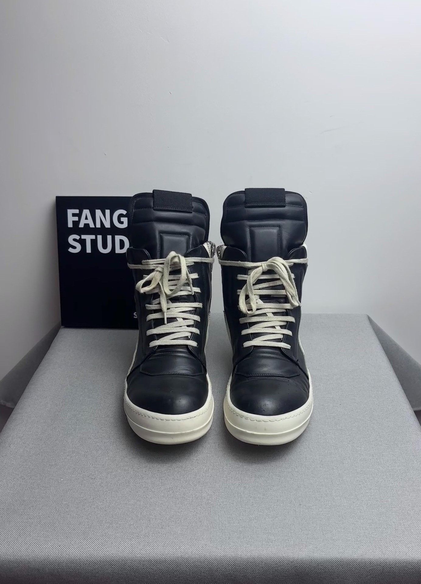 Rick Owens Rick Owens Leather Black Hitop Sneakers 9 Men Size US 9 / EU 42 - 2 Thumbnail