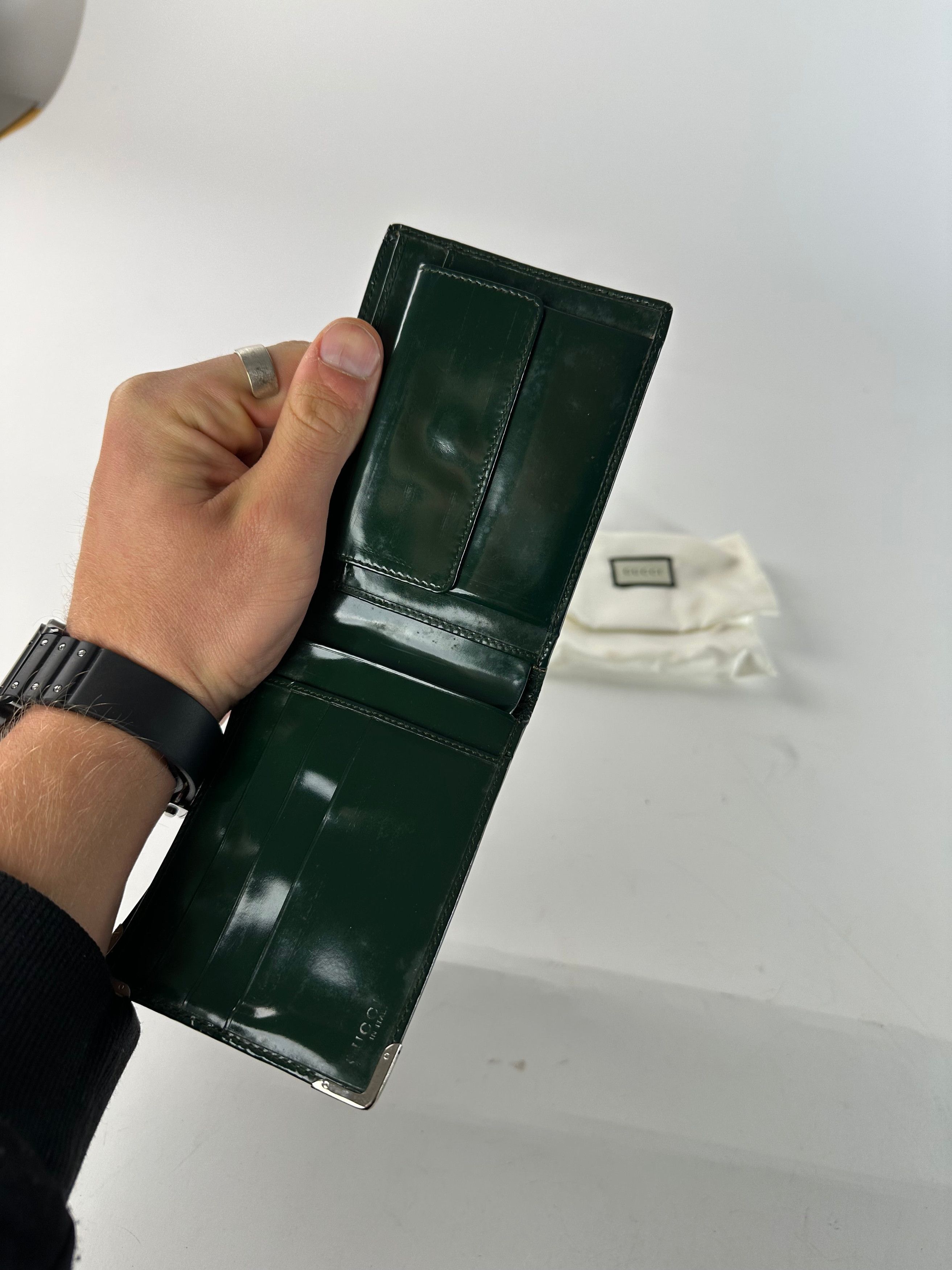 Gucci Vintage Flapable Patent Leather Wallet Green Size ONE SIZE - 4 Thumbnail