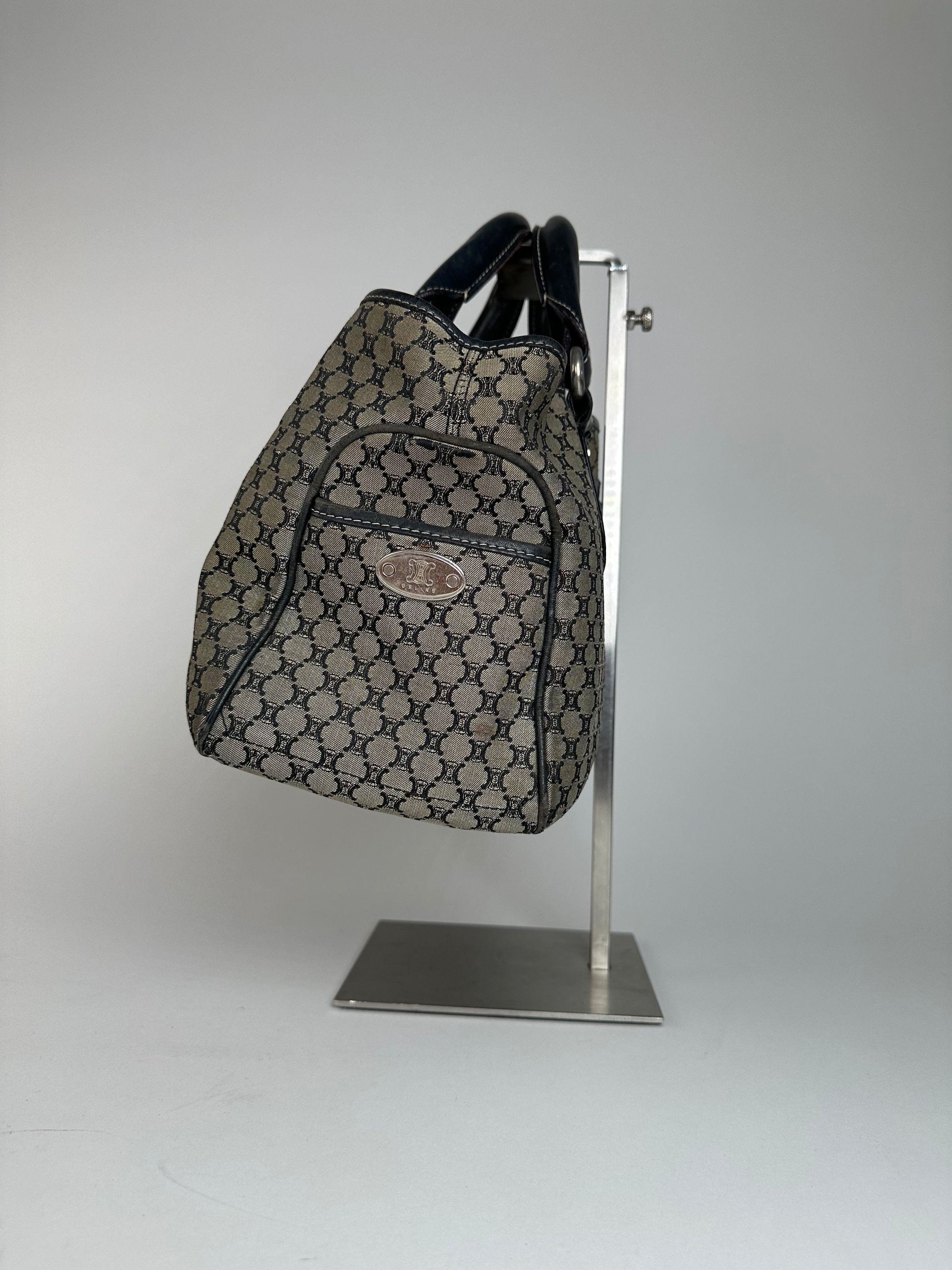Celine Vintage Triomphe Monogram Boogie Handbag Grey Black Size ONE SIZE - 6 Thumbnail