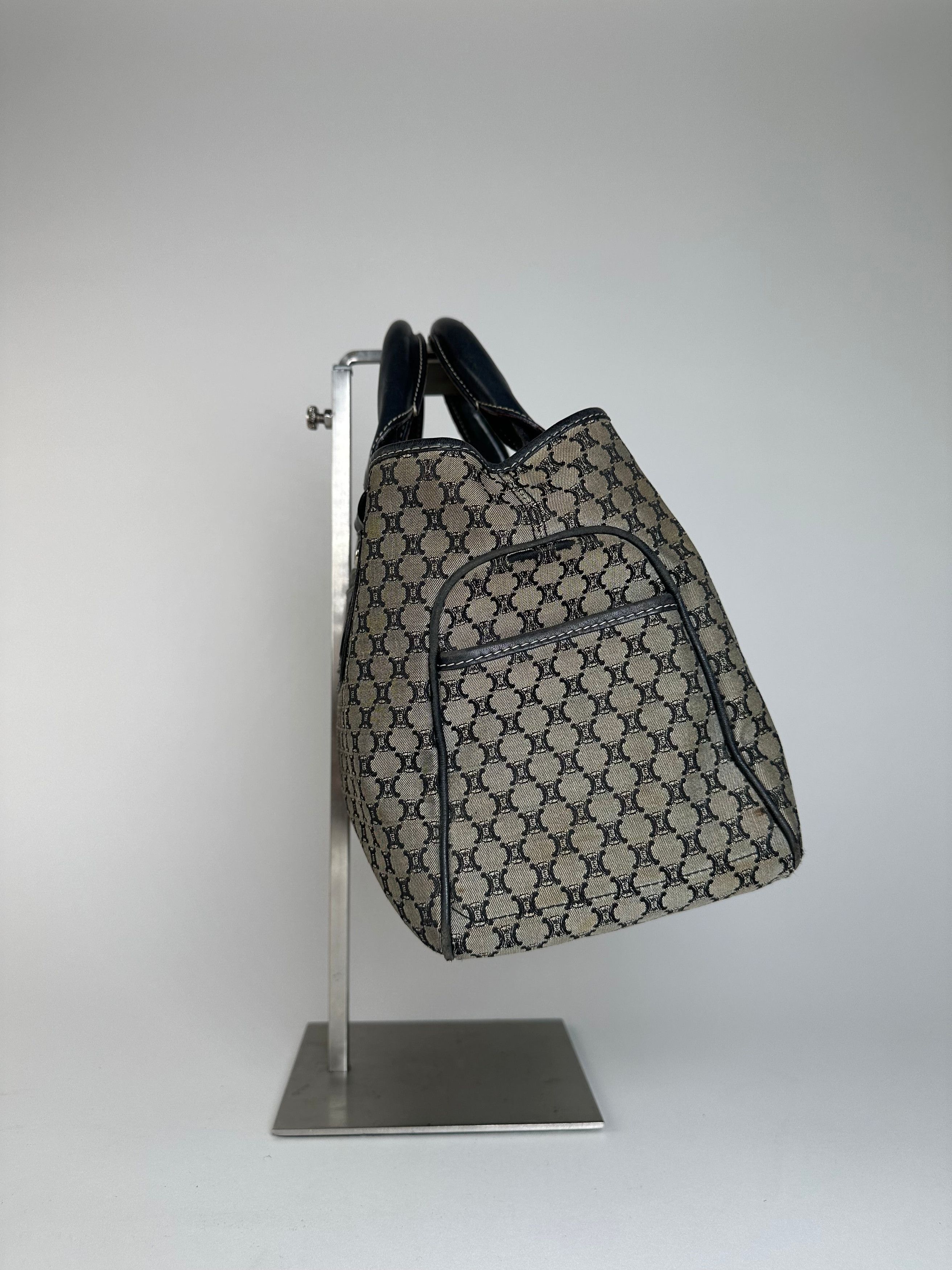 Celine Vintage Triomphe Monogram Boogie Handbag Grey Black Size ONE SIZE - 3 Thumbnail