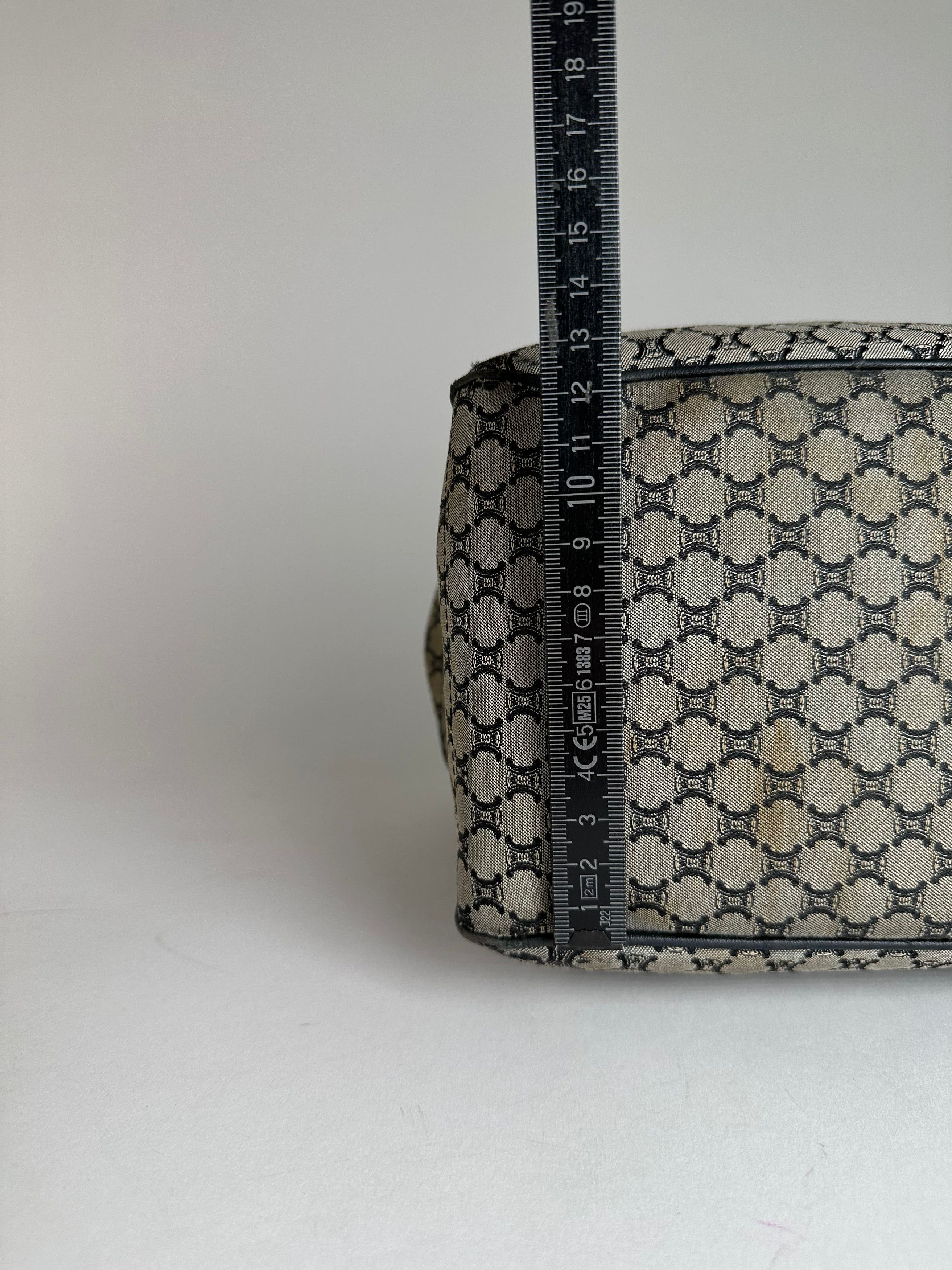 Celine Vintage Triomphe Monogram Boogie Handbag Grey Black Size ONE SIZE - 15 Thumbnail