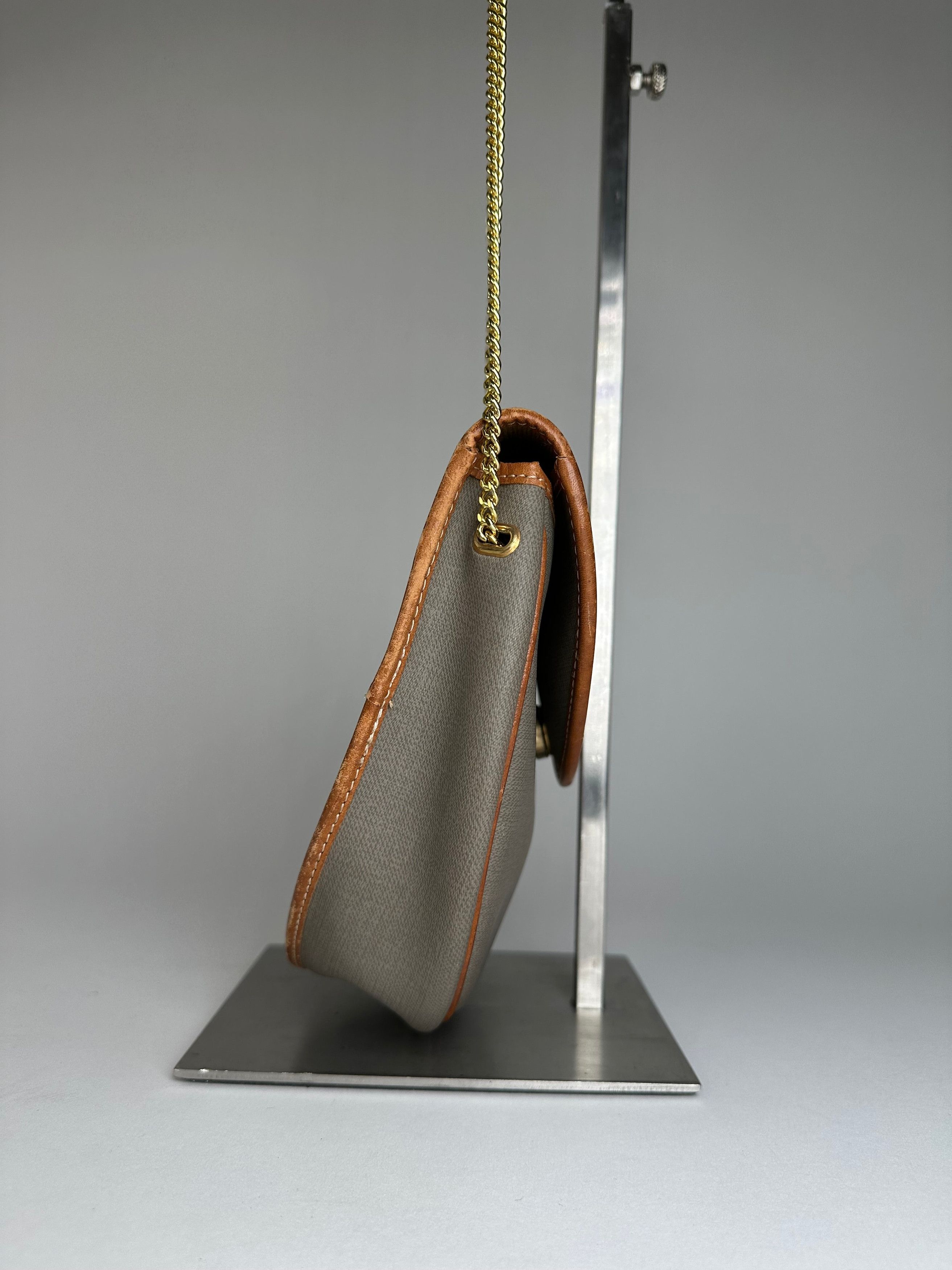 Dior Vintage Leather Canvas Shoulder Bag Grey Brown Size ONE SIZE - 7 Thumbnail
