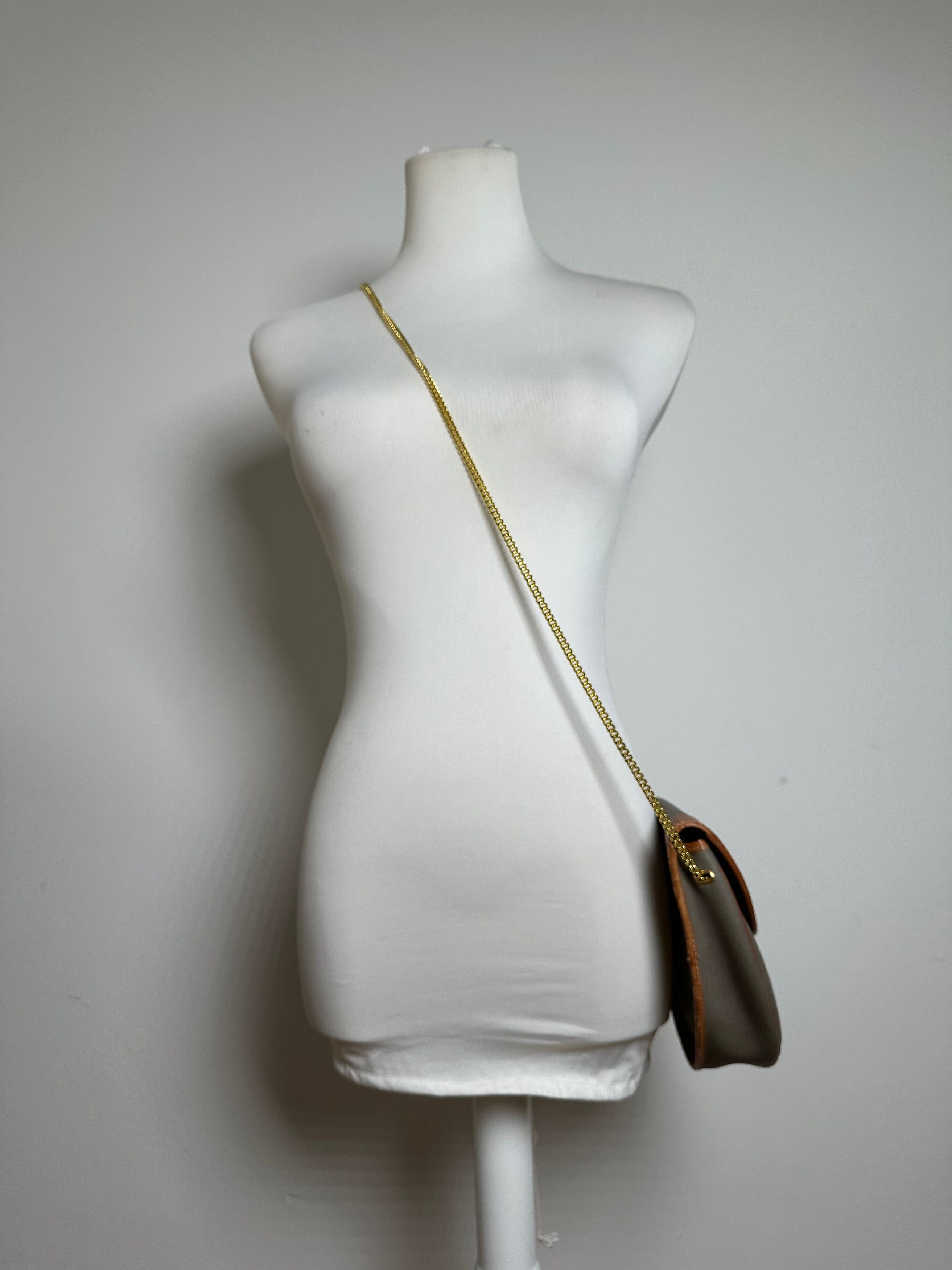 Dior Vintage Leather Canvas Shoulder Bag Grey Brown Size ONE SIZE - 6 Thumbnail