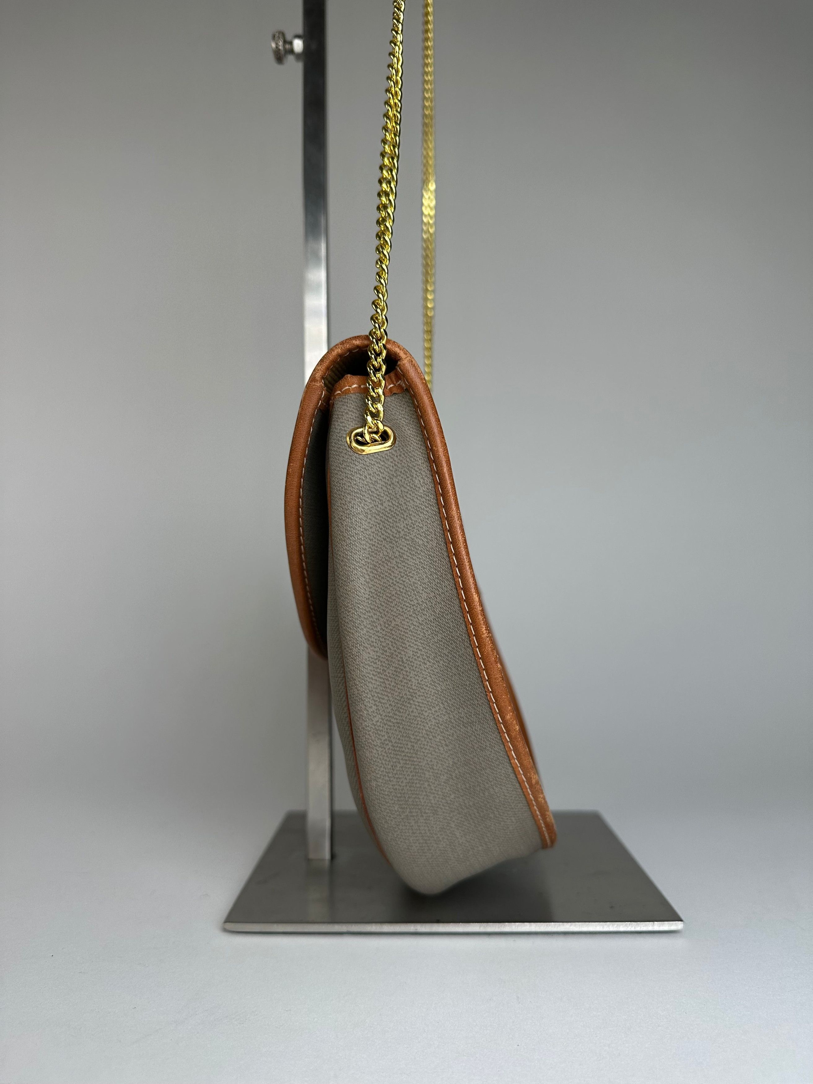 Dior Vintage Leather Canvas Shoulder Bag Grey Brown Size ONE SIZE - 3 Thumbnail