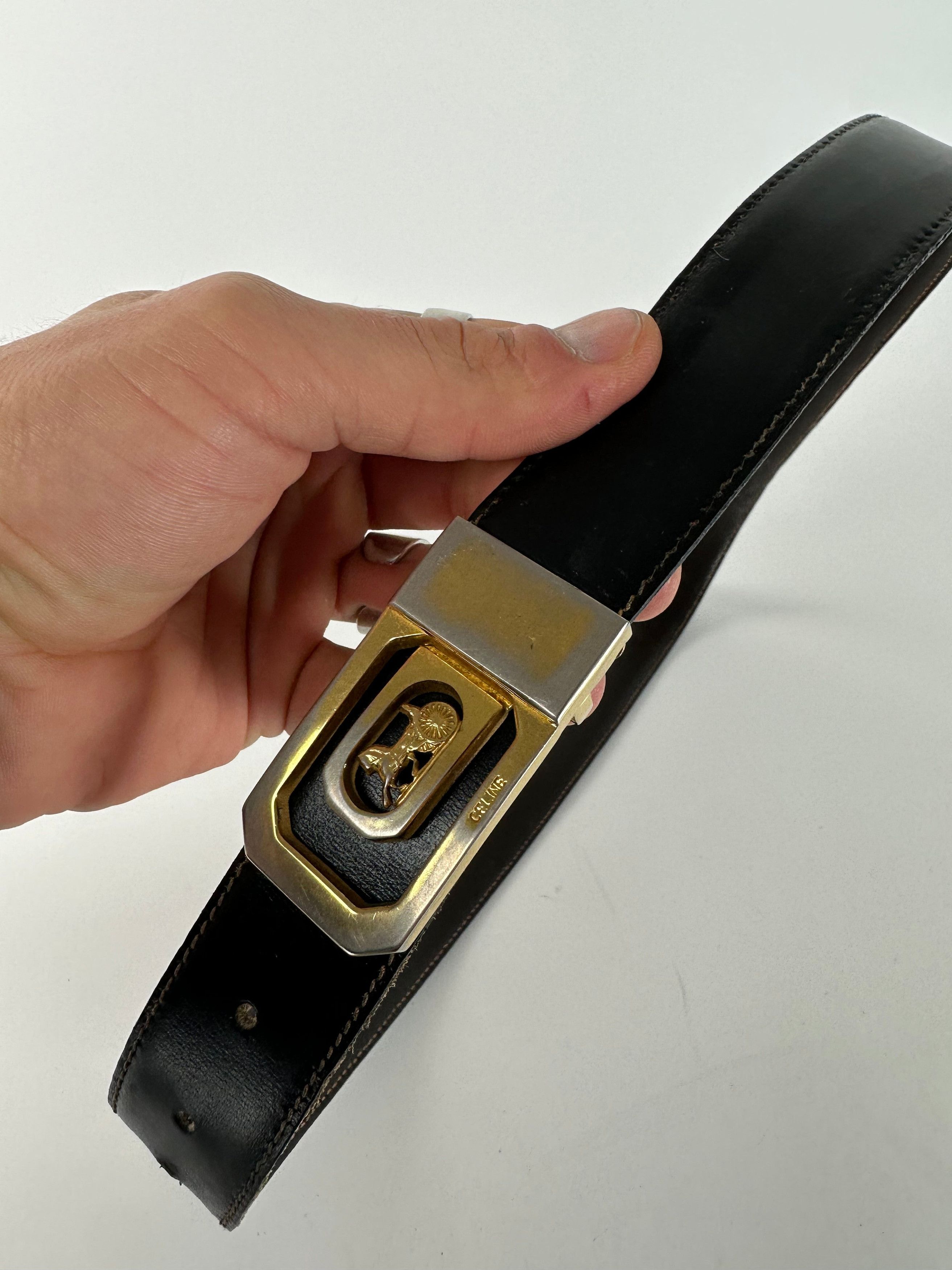 Celine Vintage Paris Leather Belt Black / Brown Size ONE SIZE - 3 Thumbnail