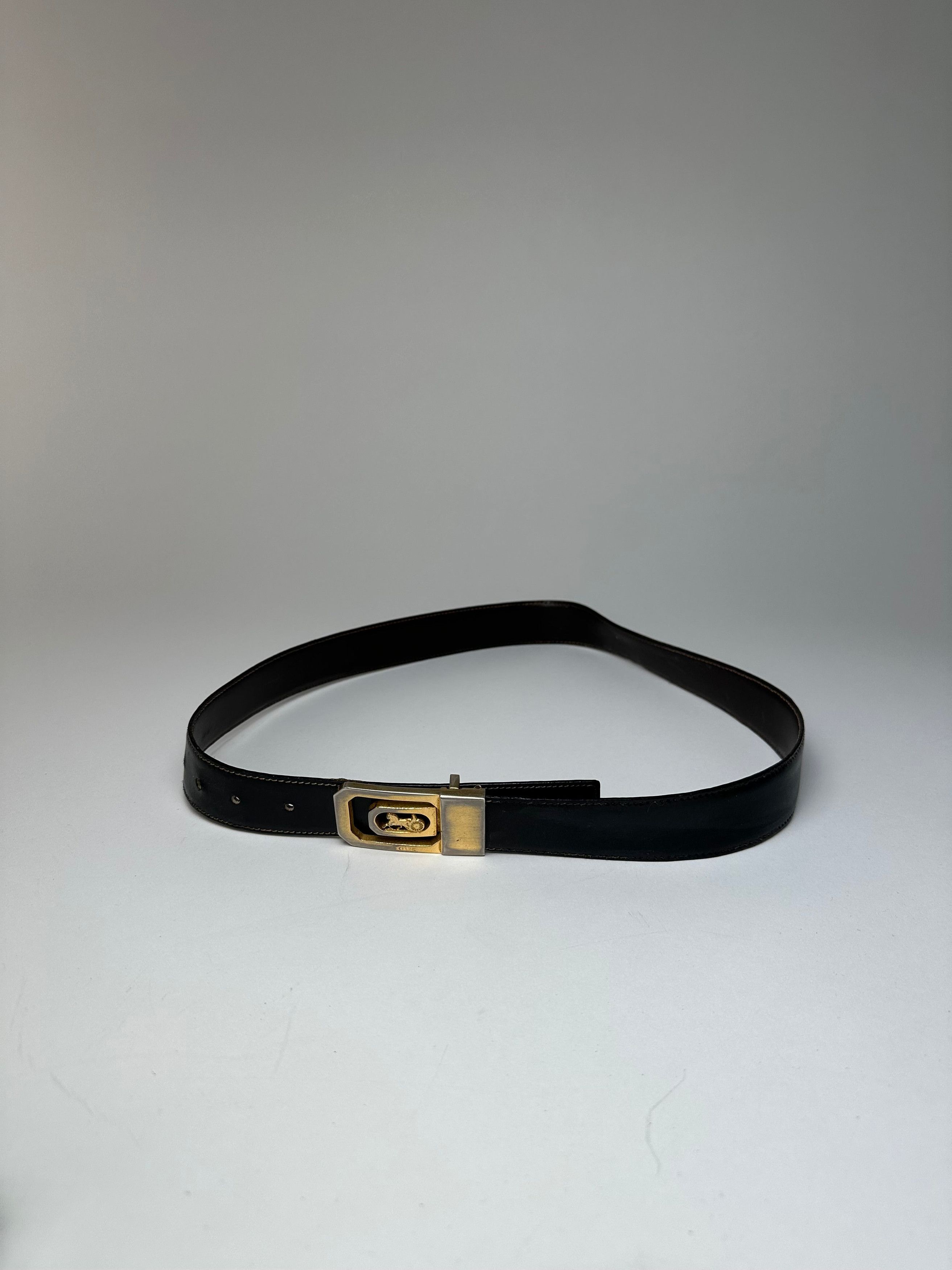 Celine Vintage Paris Leather Belt Black / Brown Size ONE SIZE - 7 Thumbnail