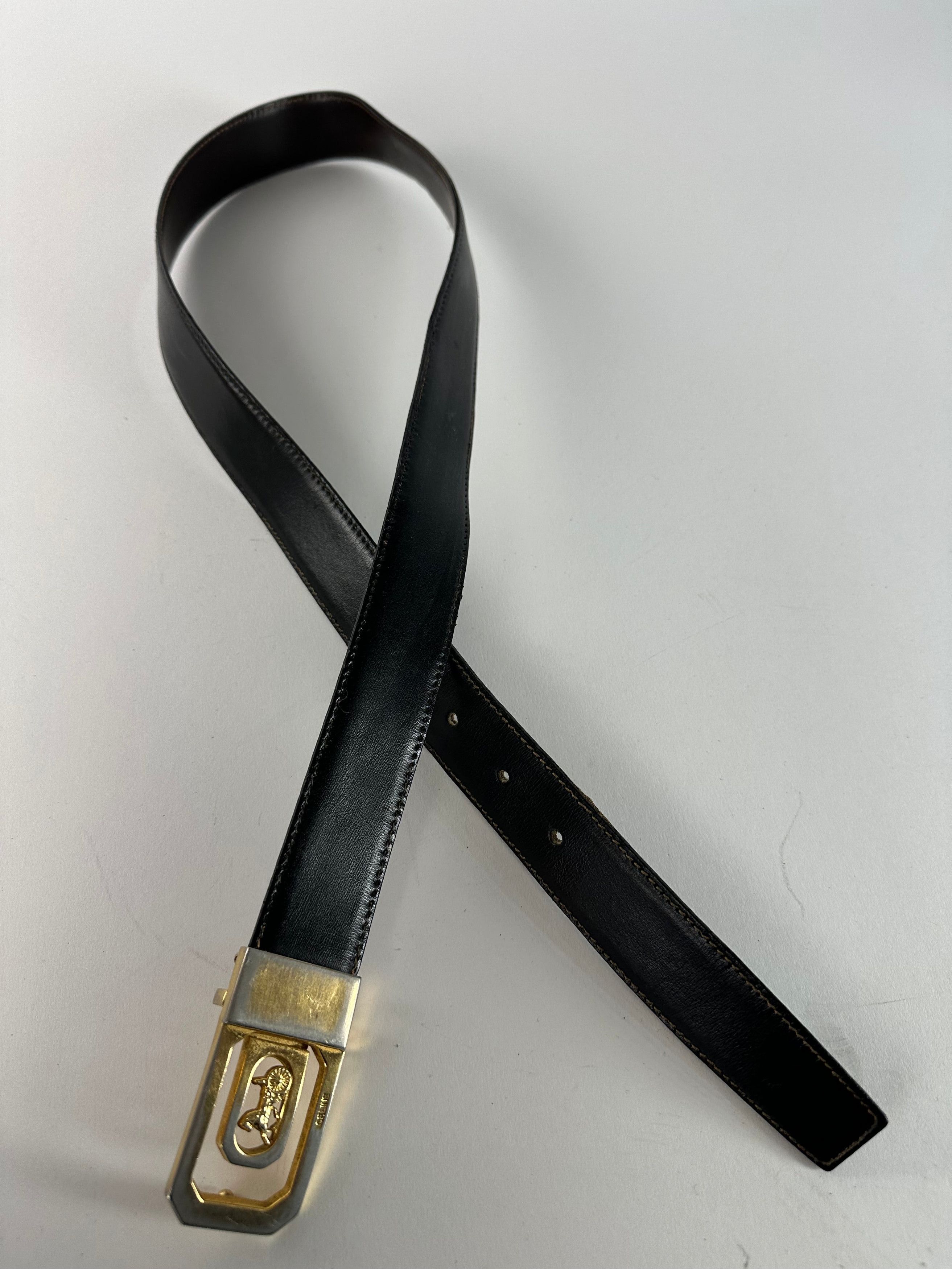 Celine Vintage Paris Leather Belt Black / Brown Size ONE SIZE - 6 Thumbnail