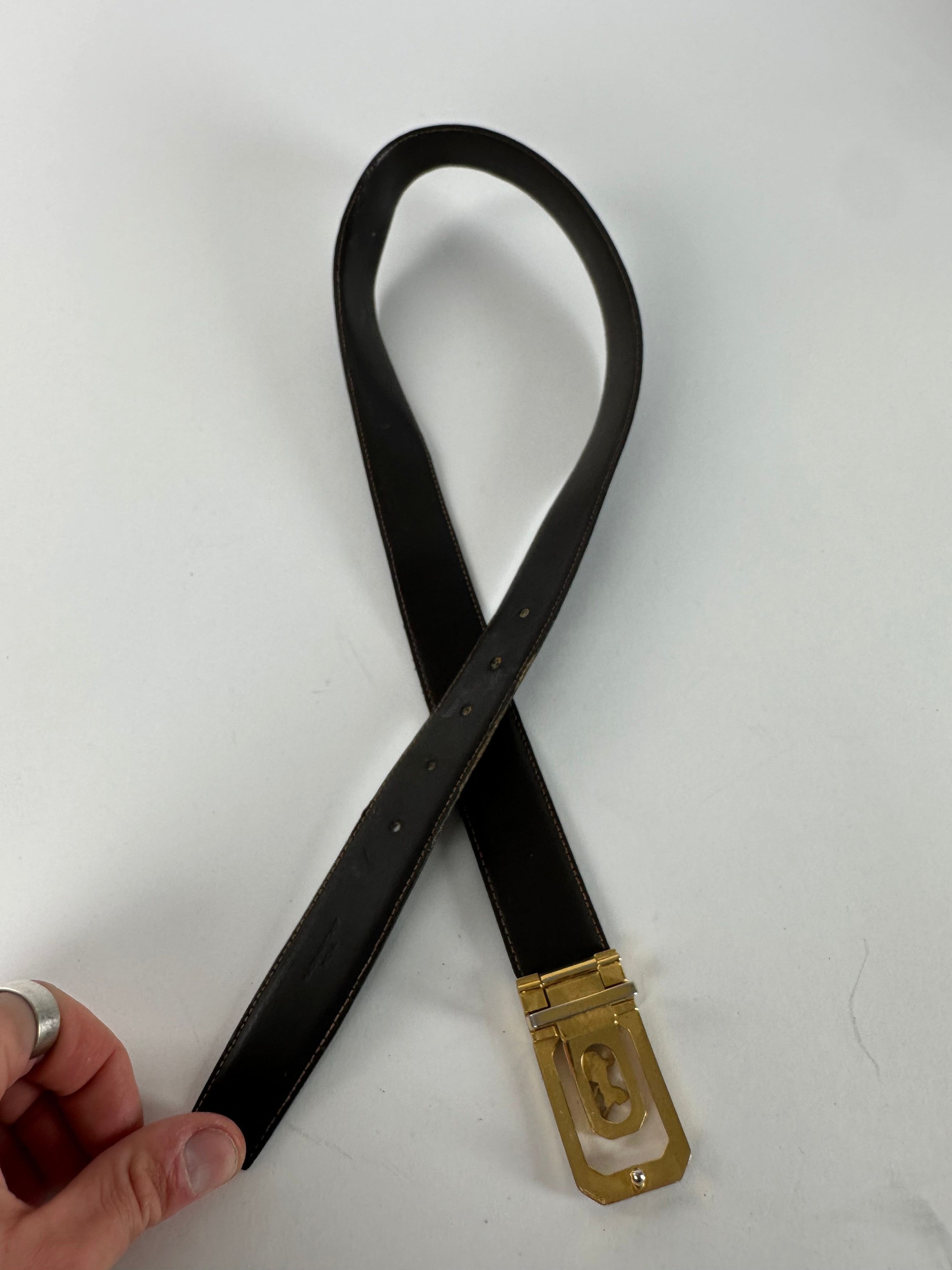 Celine Vintage Paris Leather Belt Black / Brown Size ONE SIZE - 8 Thumbnail