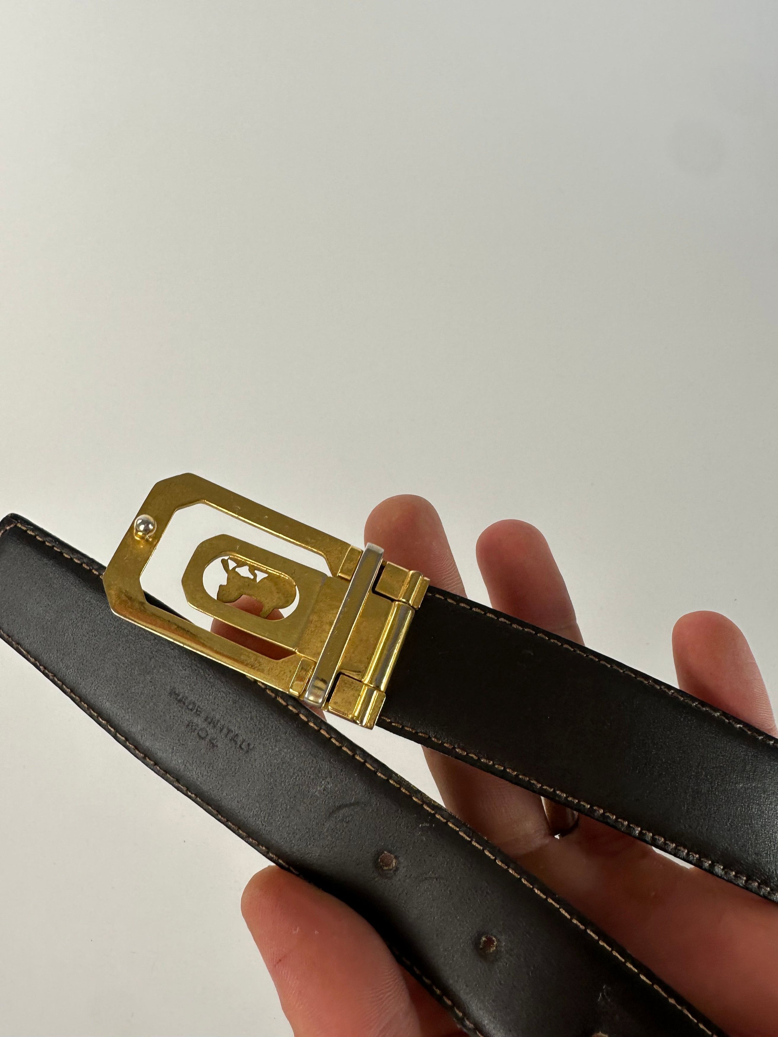 Celine Vintage Paris Leather Belt Black / Brown Size ONE SIZE - 4 Thumbnail