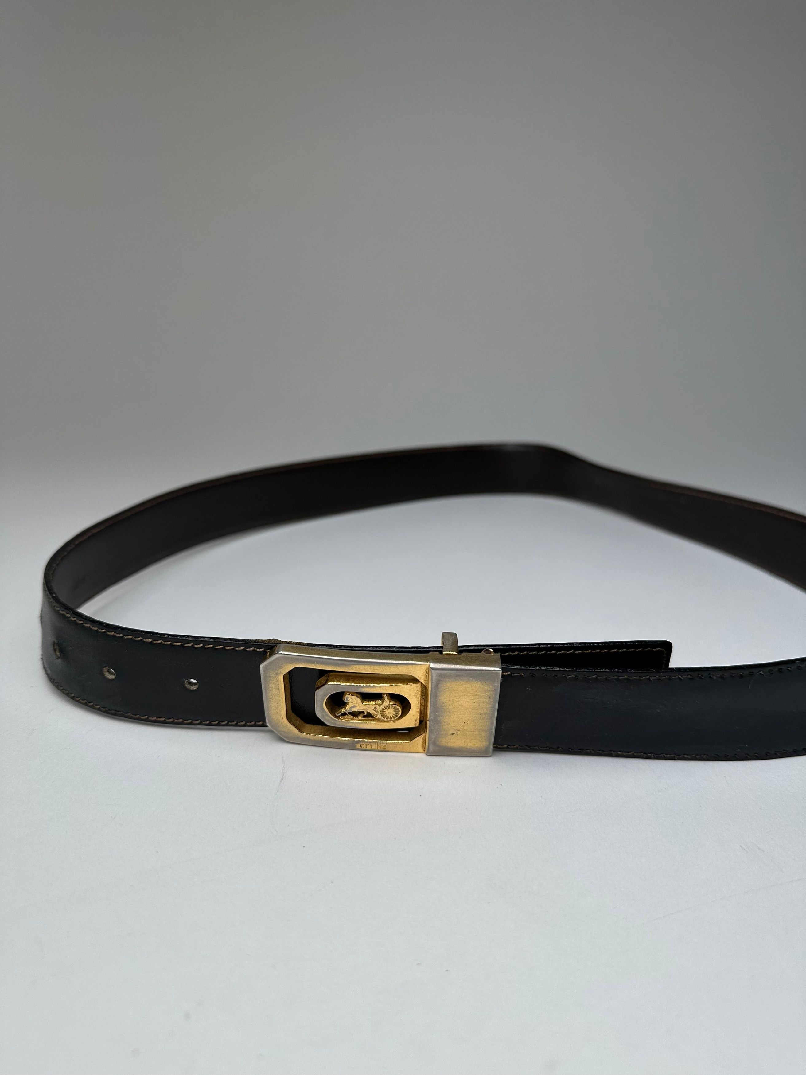 Celine Vintage Paris Leather Belt Black / Brown Size ONE SIZE - 2 Thumbnail