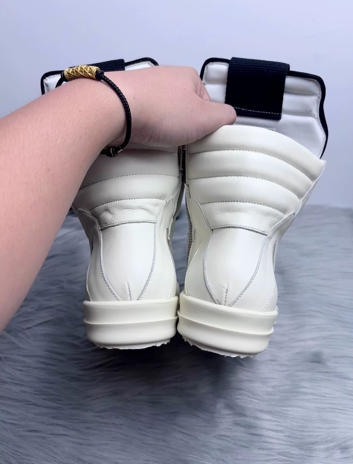 Rick Owens Rick Owens Leather White Hitop Sneakers 8.5 Men Size US 8.5 / EU 41-42 - 7 Thumbnail