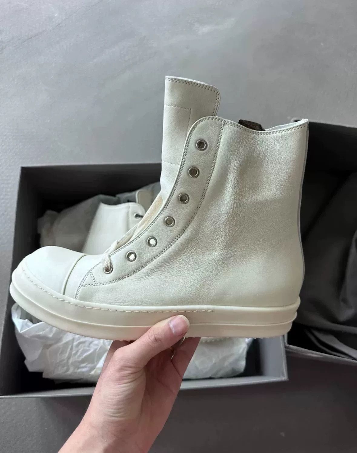 Rick Owens Rick Owens Leather Hitop Sneakers 8.5 Men Size US 8.5 / EU 41-42 - 5 Thumbnail