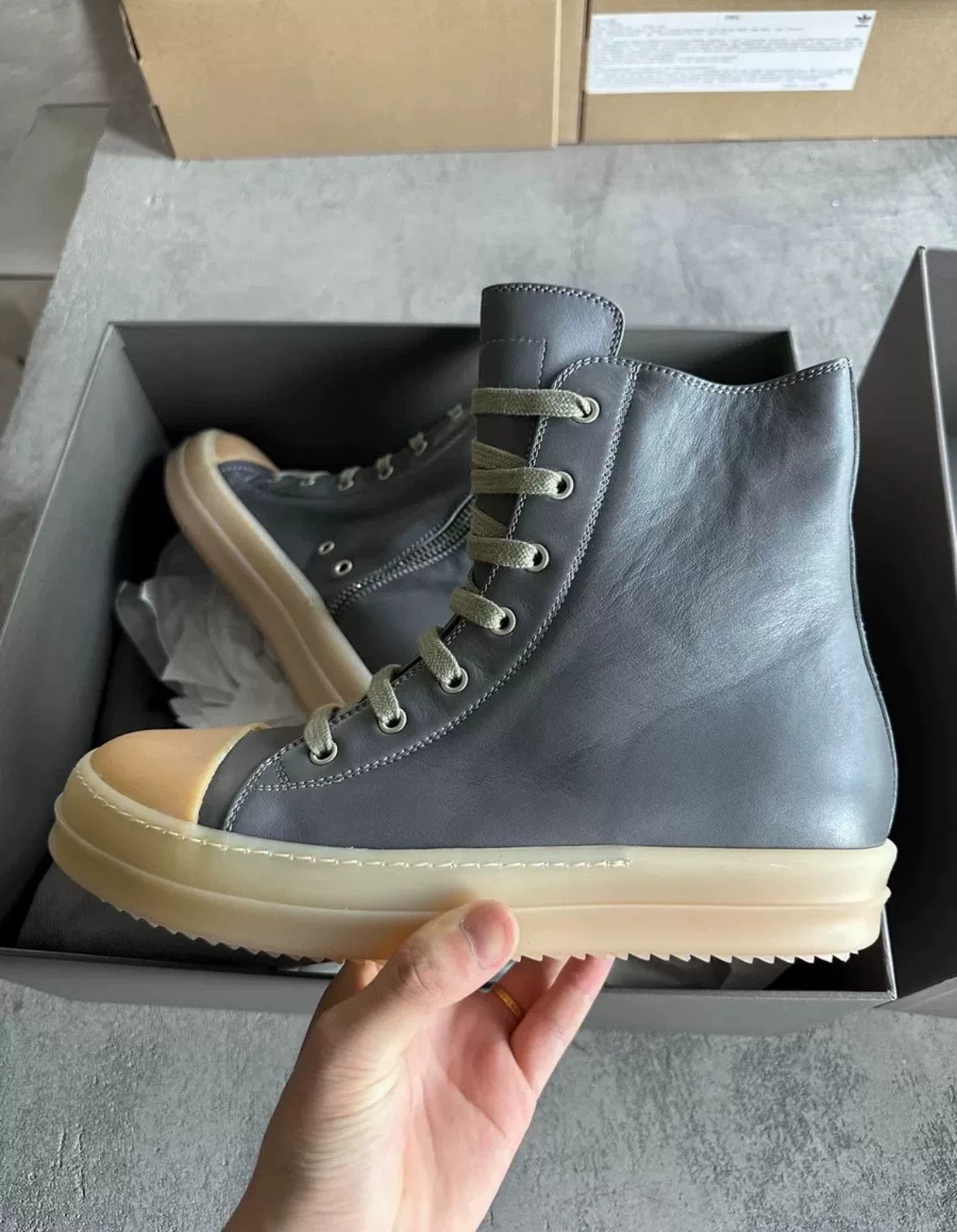 Rick Owens Rick Owens Leather Hitop Sneakers 8.5 Men Size US 8.5 / EU 41-42 - 2 Thumbnail