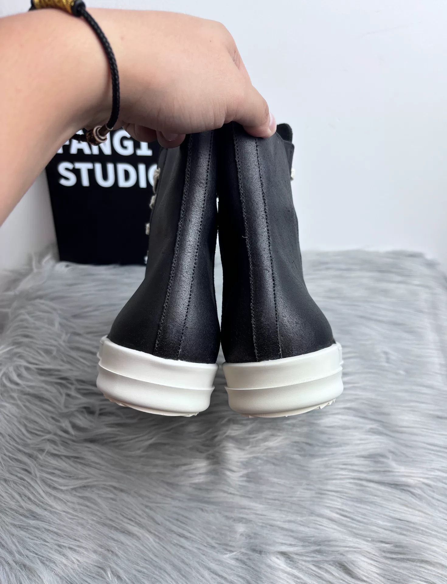 Rick Owens Rick Owens Leather Black Hitop Sneakers us_7-5 Women Size US 7.5 / IT 37.5 - 7 Thumbnail