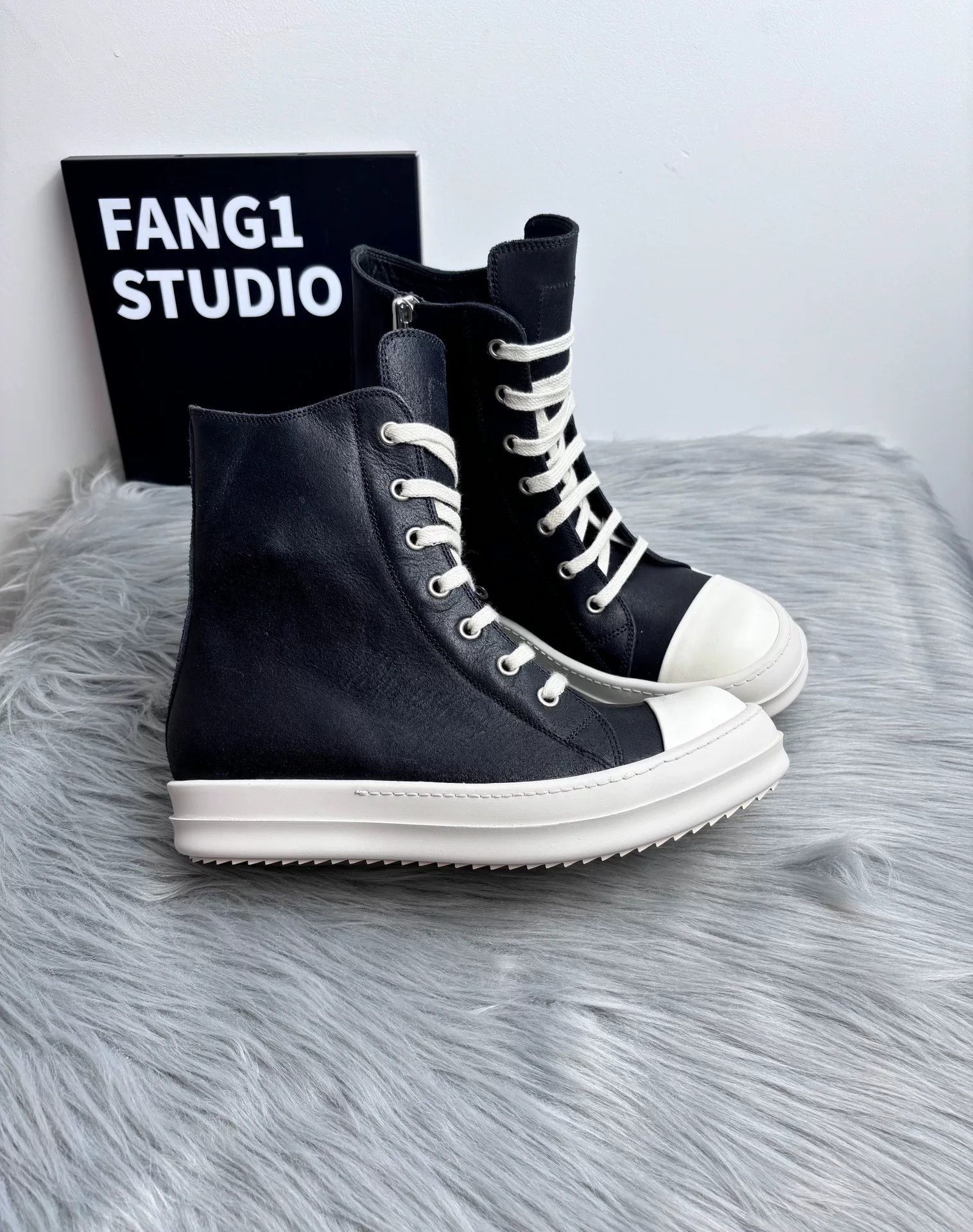 Rick Owens Rick Owens Leather Black Hitop Sneakers us_7-5 Women Size US 7.5 / IT 37.5 - 3 Thumbnail