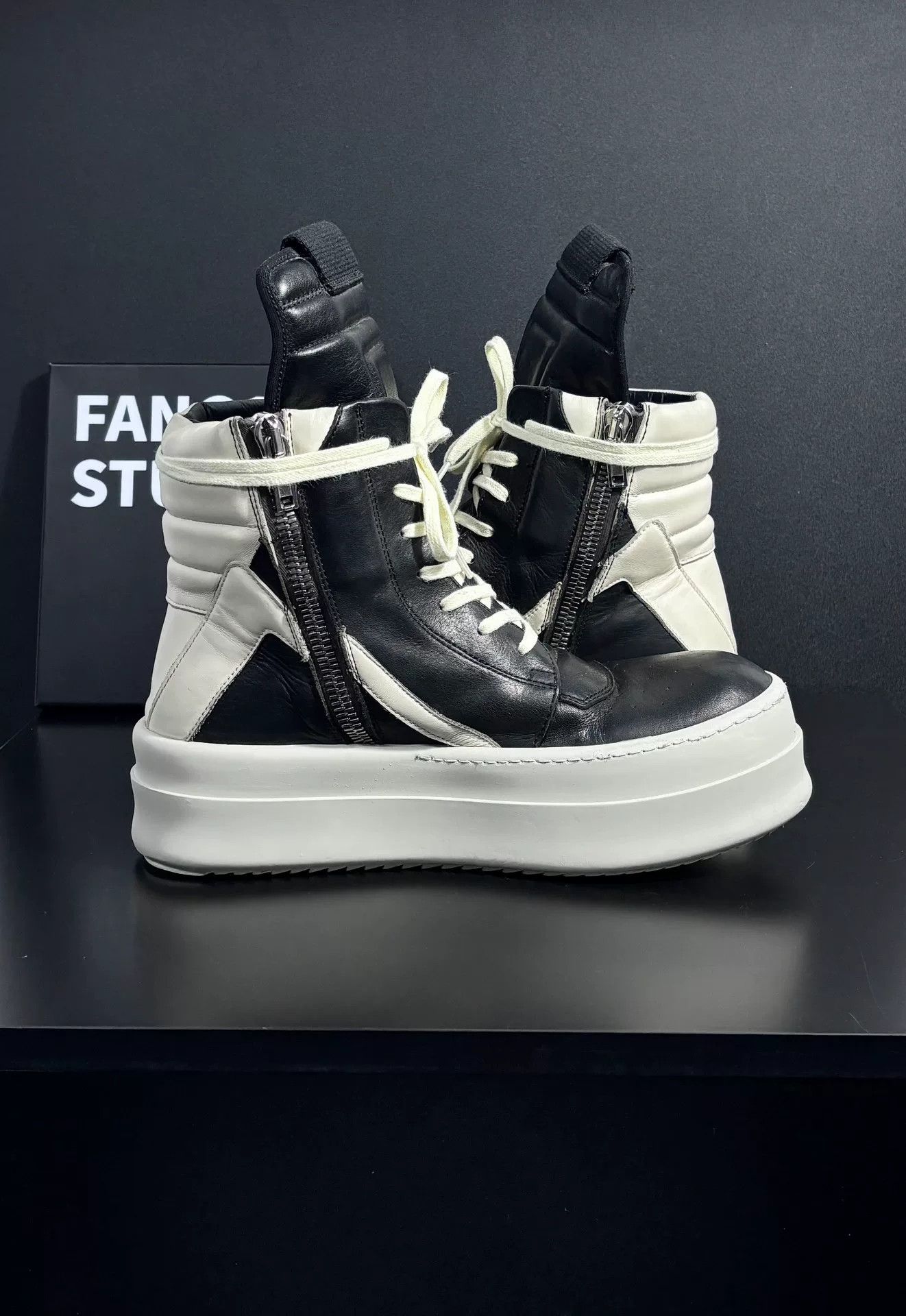 Rick Owens Rick Owens Leather Black Hitop Sneakers 8.5 Men Size US 8.5 / EU 41-42 - 4 Thumbnail