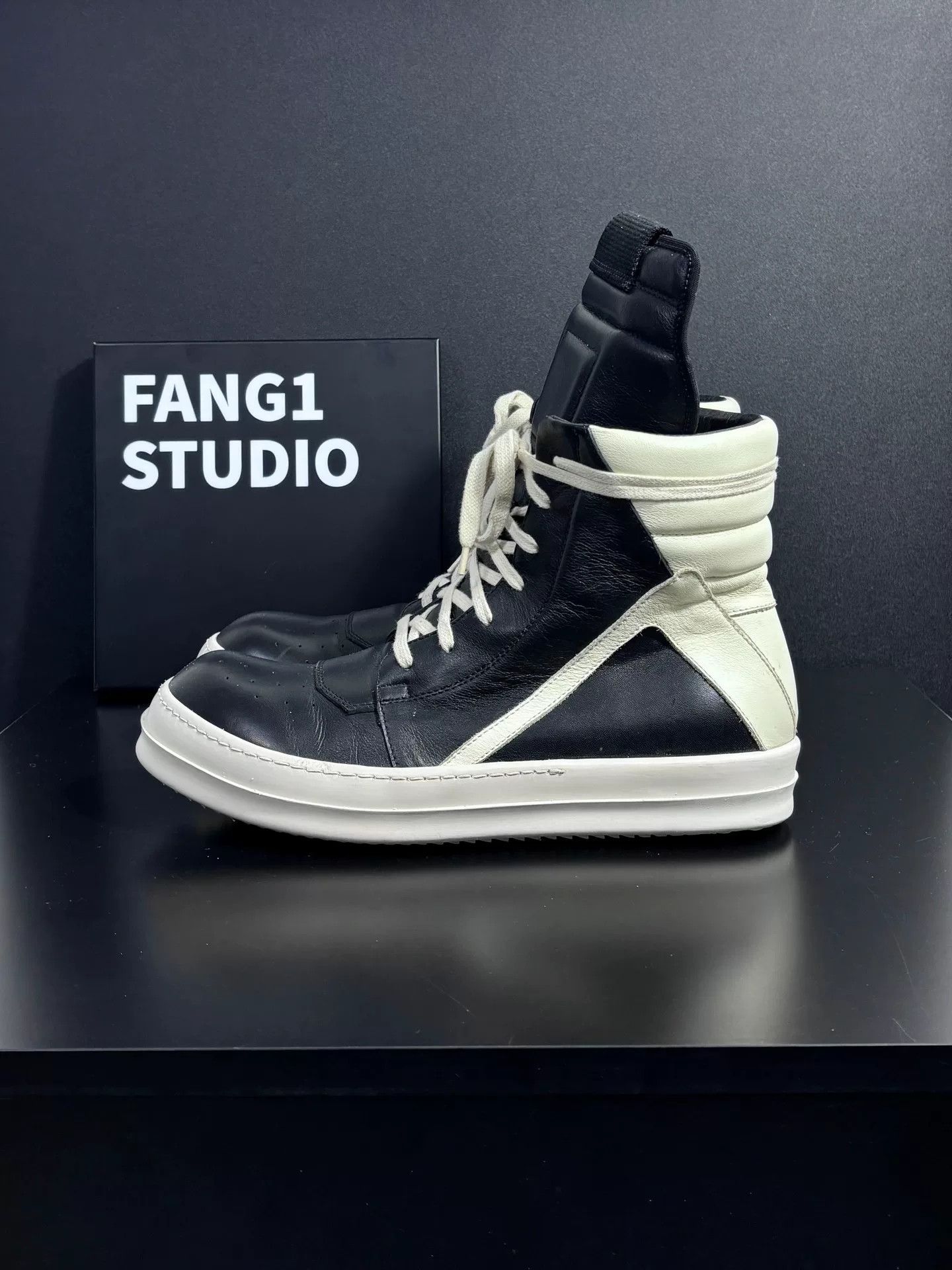 Rick Owens Rick Owens Leather Black Hitop Sneakers 8.5 Men Size US 8.5 / EU 41-42 - 4 Thumbnail