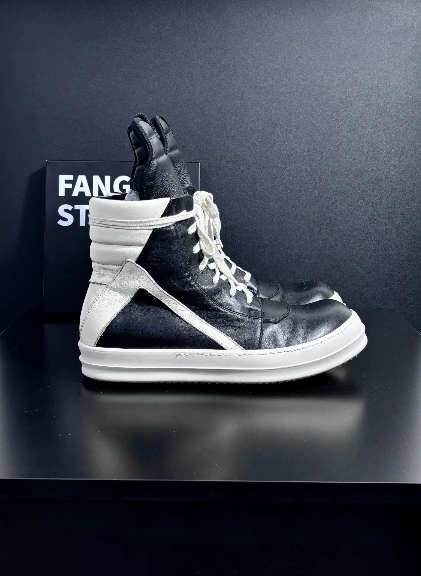 Rick Owens Rick Owens Leather Black Hitop Sneakers 8.5 Men Size US 8.5 / EU 41-42 - 3 Thumbnail