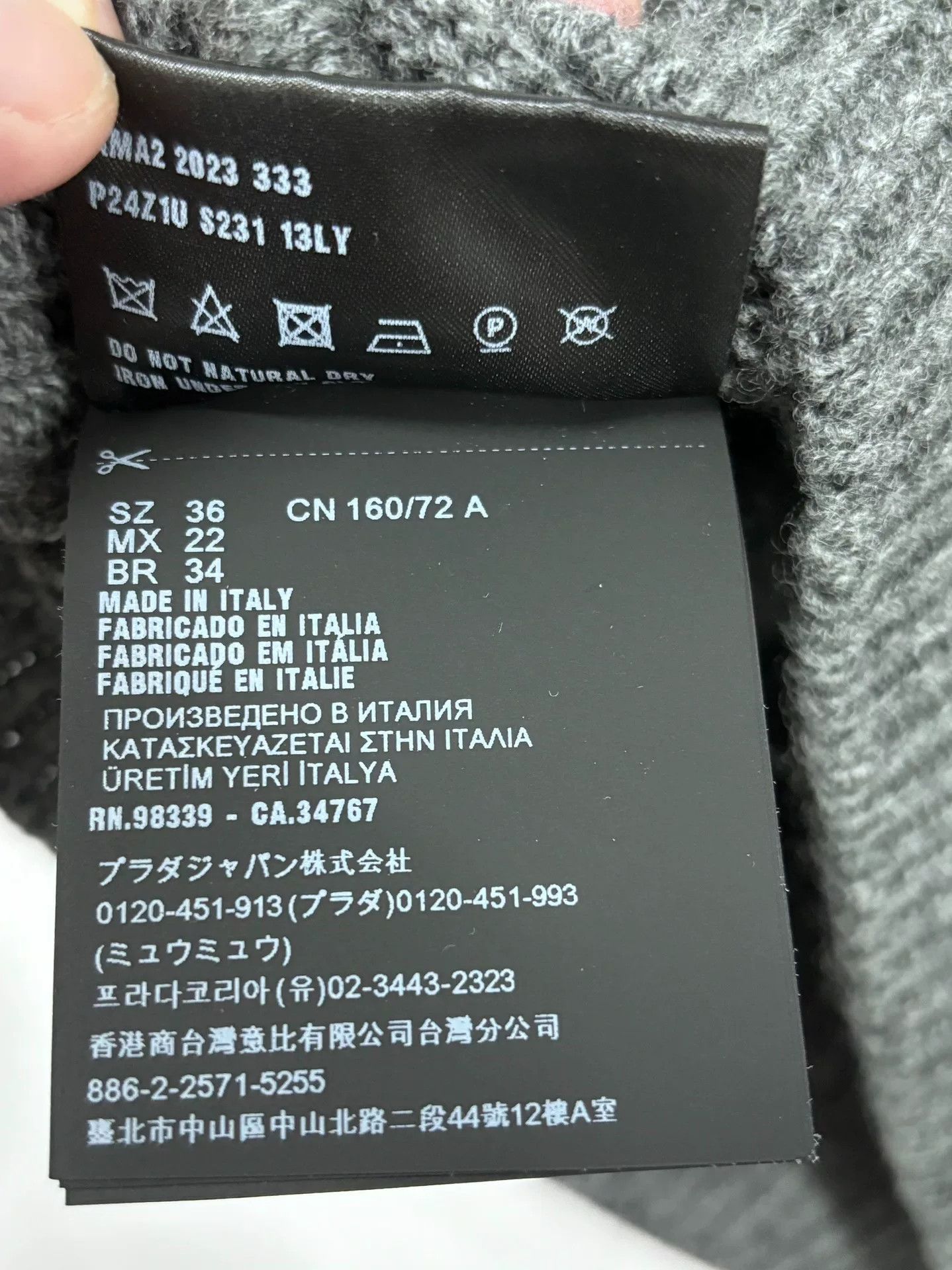 Prada Prada Cropped Gray Sweater S Women Size S / US 4 / IT 40 - 7 Thumbnail