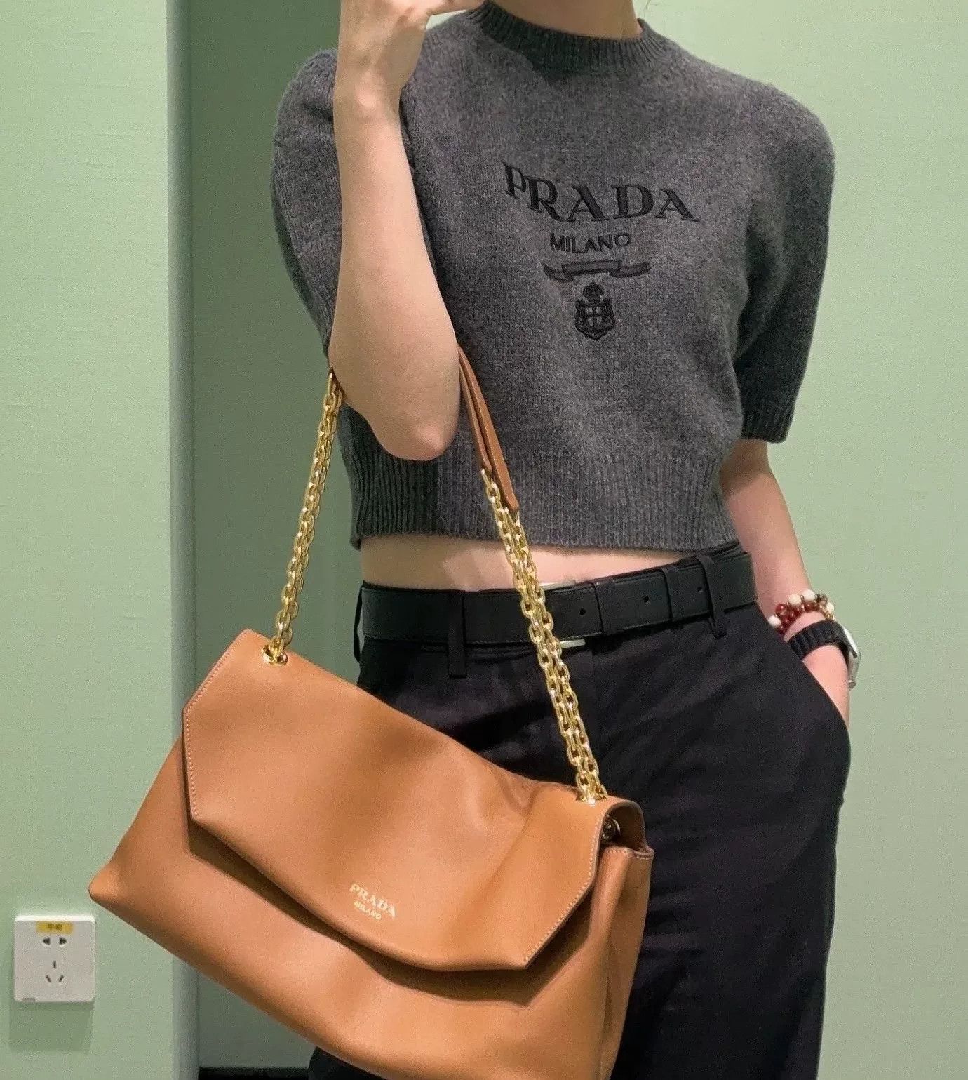 Prada Prada Cropped Gray Sweater S Women Size S / US 4 / IT 40 - 8 Thumbnail