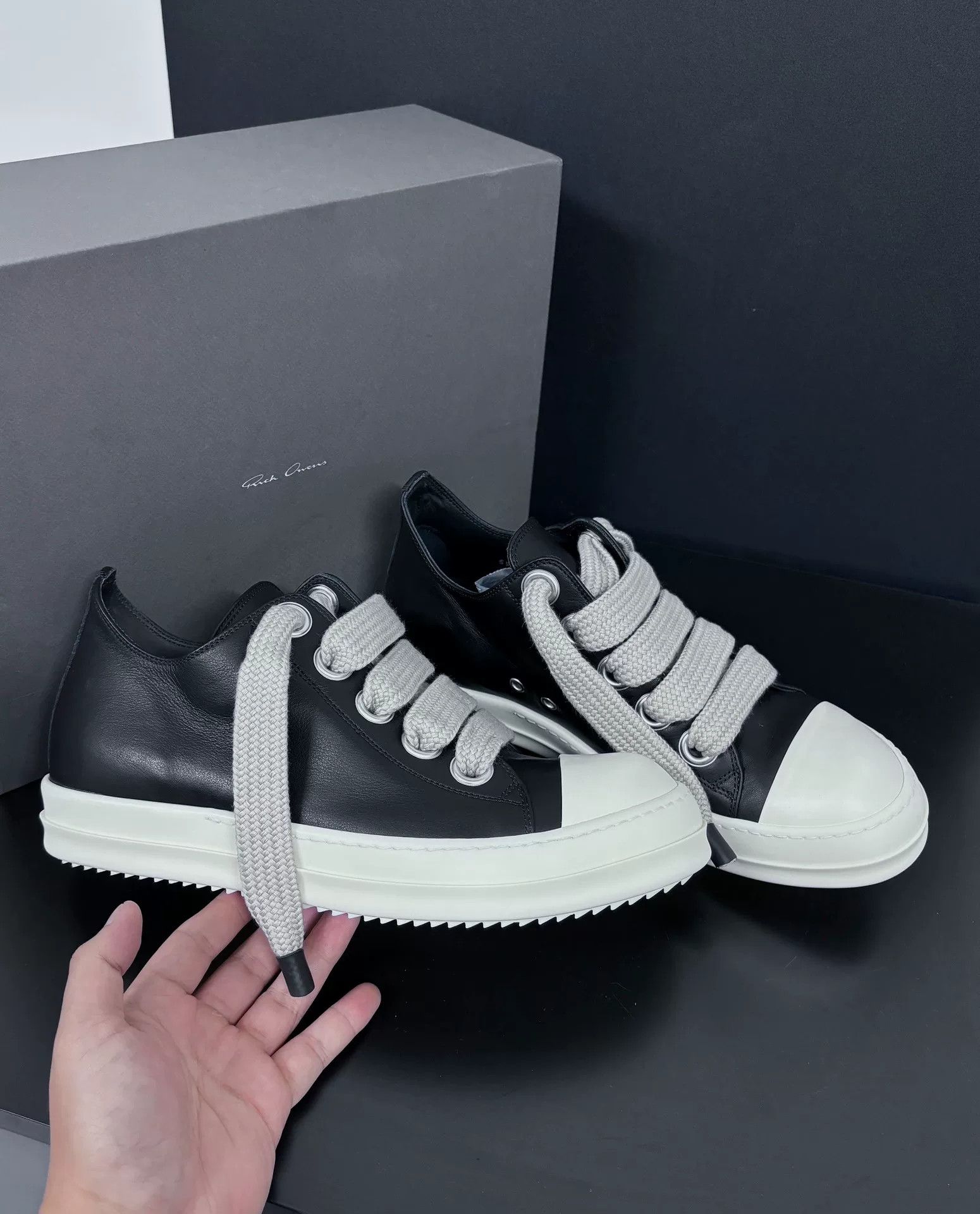 Rick Owens Rick Owens Leather Black Lowtop Sneakers 10 Men Size US 10 / EU 43 - 3 Thumbnail
