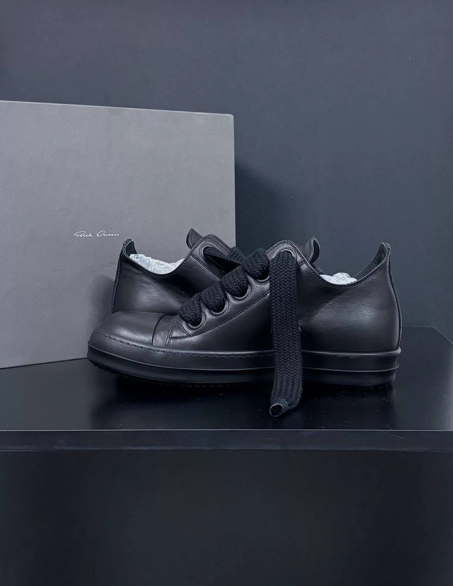 Rick Owens Rick Owens Leather Black Lowtop Sneakers 7.5 Men Size US 7.5 / EU 40-41 - 5 Thumbnail