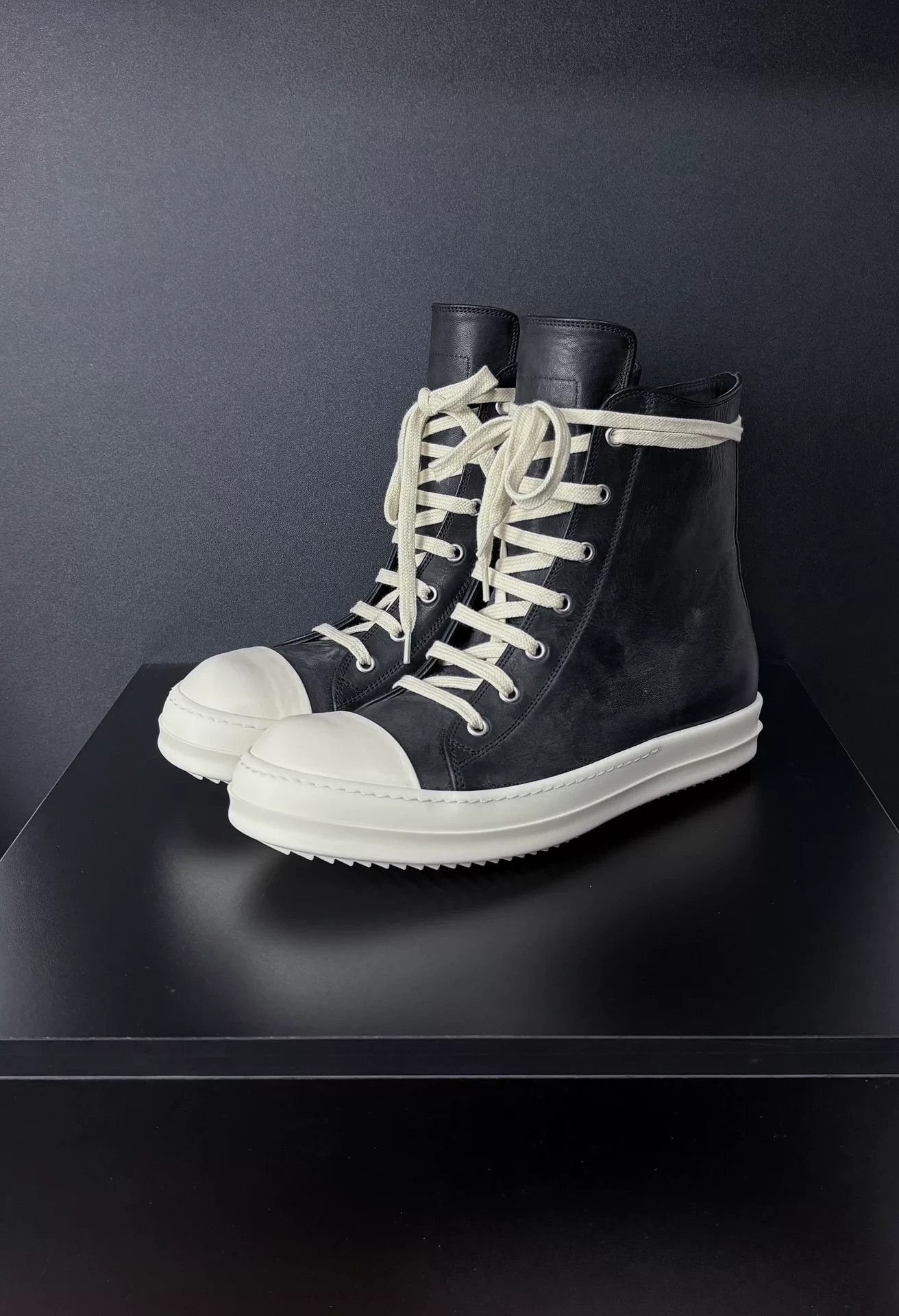 Rick Owens Rick Owens Leather Hitop Sneakers 7.5 Men Size US 7.5 / EU 40-41 - 2 Thumbnail