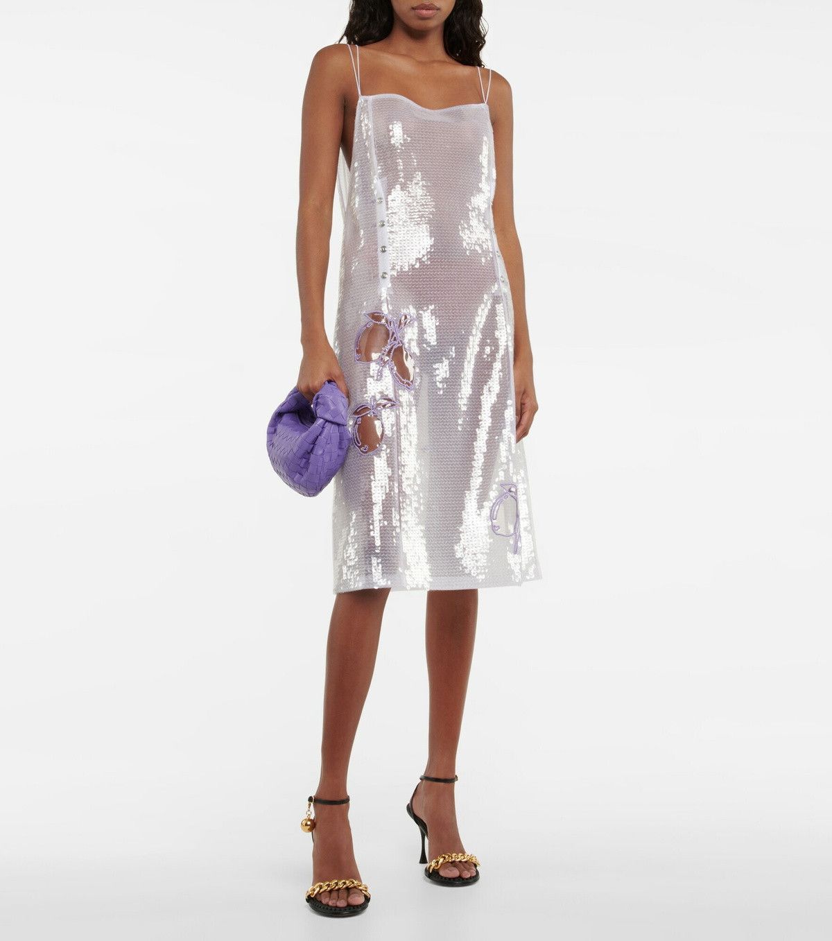 Bottega Veneta sheer jersey and sequins dress Size M / US 6-8 / IT 42-44 - 2 Thumbnail