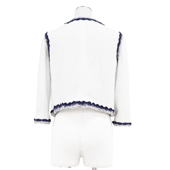 Chanel Chanel Chanel Metallic Trim Boucle Jacket Textile Outerwear P42672 DUTY FREE for USA Size ONE SIZE - 6 Thumbnail