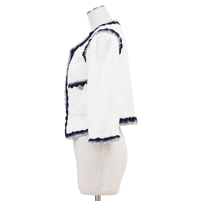 Chanel Chanel Chanel Metallic Trim Boucle Jacket Textile Outerwear P42672 DUTY FREE for USA Size ONE SIZE - 5 Thumbnail