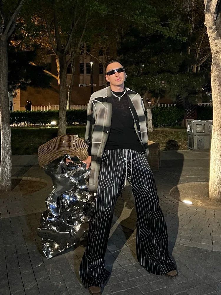Rick Owens Rick Owens Silk Striped Yellow Casual Pants 23 Men Size US 32 / EU 48 - 5 Thumbnail