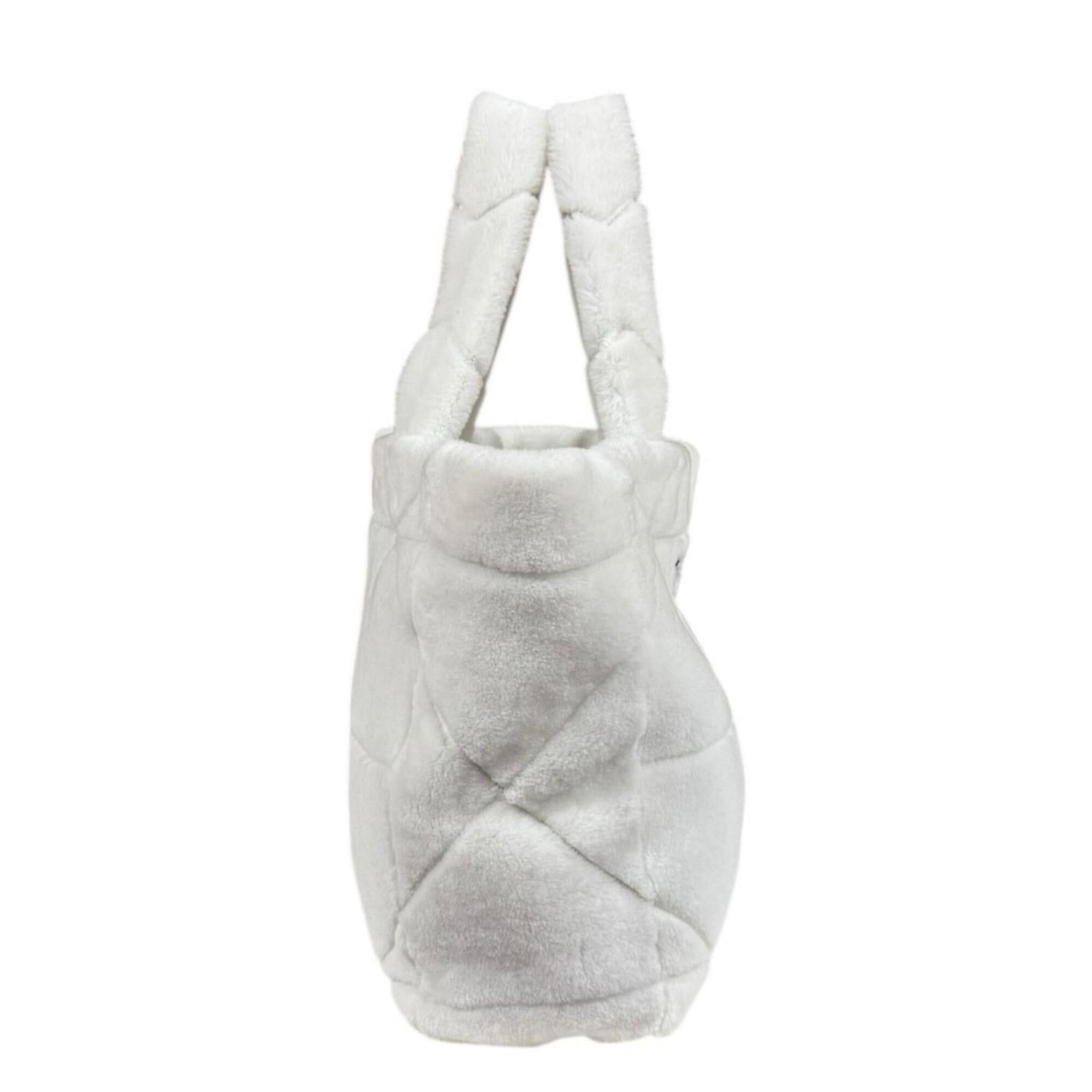 Prada Prada Quilted Shearling Tote Bag, Handbag, Mouton, 1BG427 White, Women's PRADA Size ONE SIZE - 4 Thumbnail