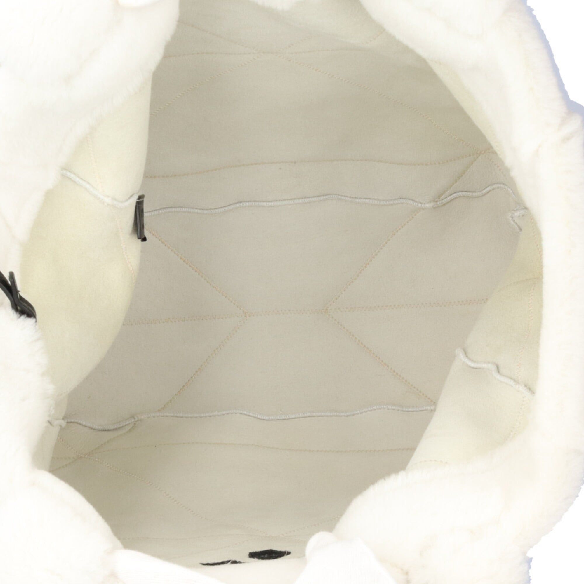 Prada Prada Quilted Shearling Tote Bag, Handbag, Mouton, 1BG427 White, Women's PRADA Size ONE SIZE - 6 Thumbnail