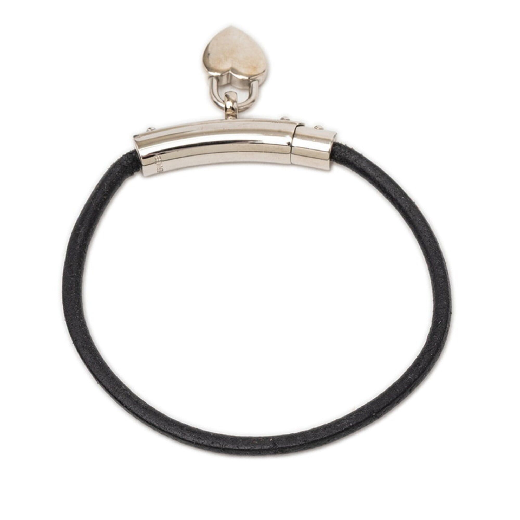 Hermes Hermes Viviride Heart Padlock Bracelet, Silver, Black Metal Leather, Women's HERMES Size ONE SIZE - 3 Thumbnail
