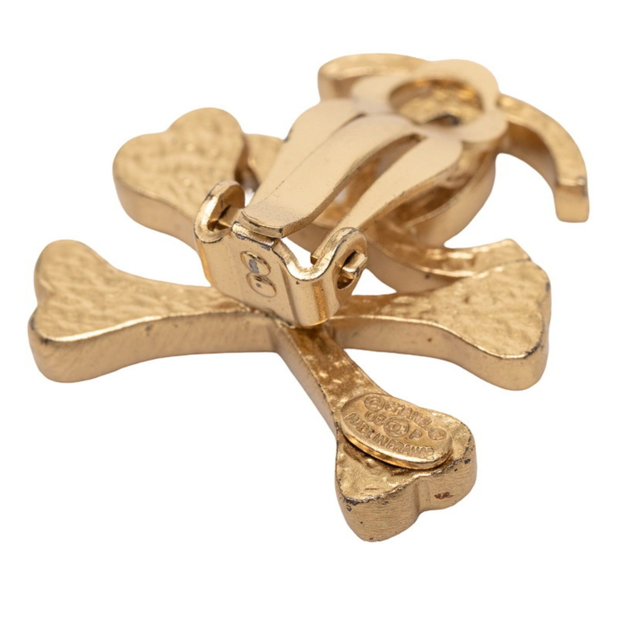Chanel Chanel Coco Mark Bone Earrings, Gold Beige Plated, Women's CHANEL Size ONE SIZE - 3 Thumbnail