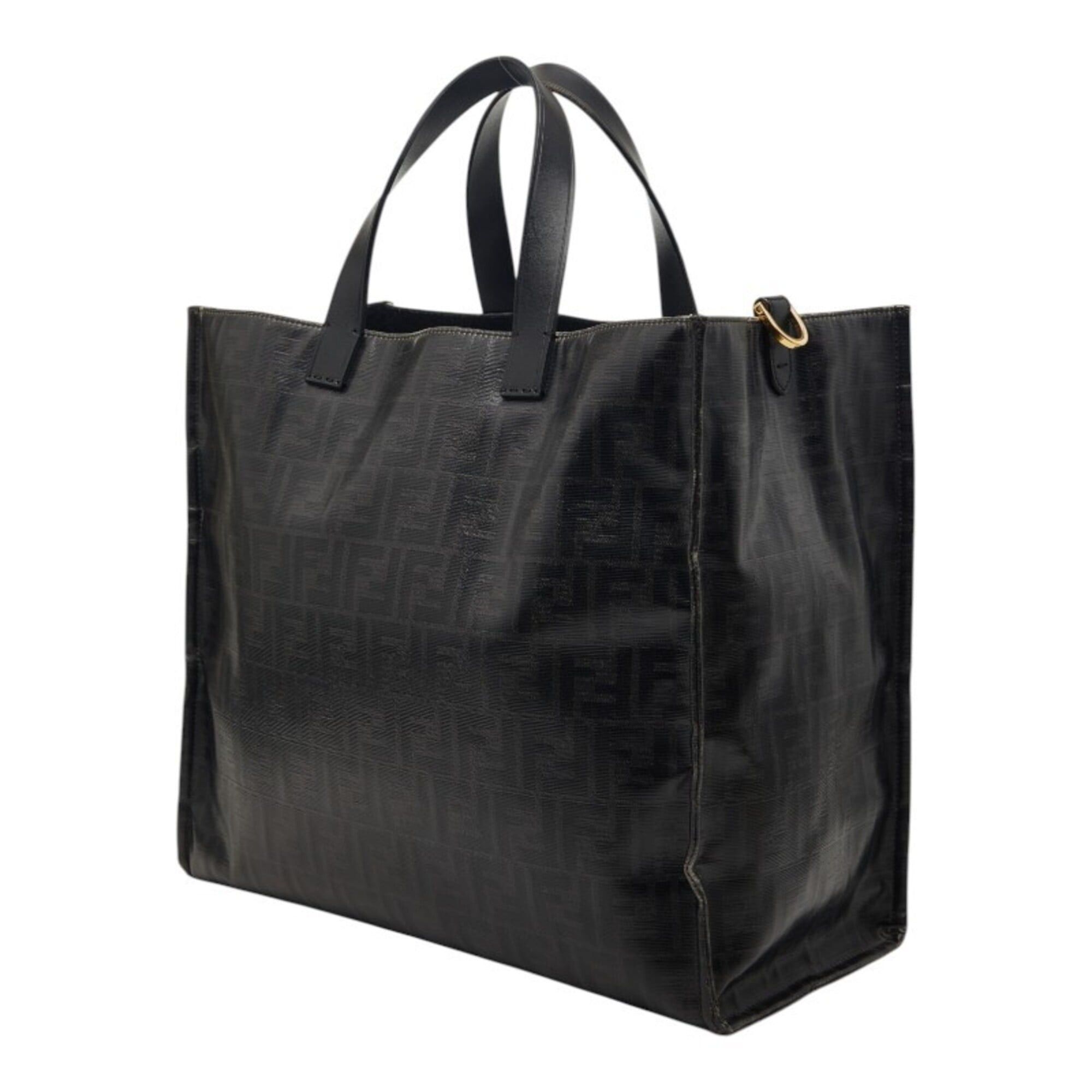 Fendi Fendi Mania Zucca x Fila Collaboration Tote Bag 8BH357 Black Leather Wool Women's FENDI Size ONE SIZE - 2 Thumbnail
