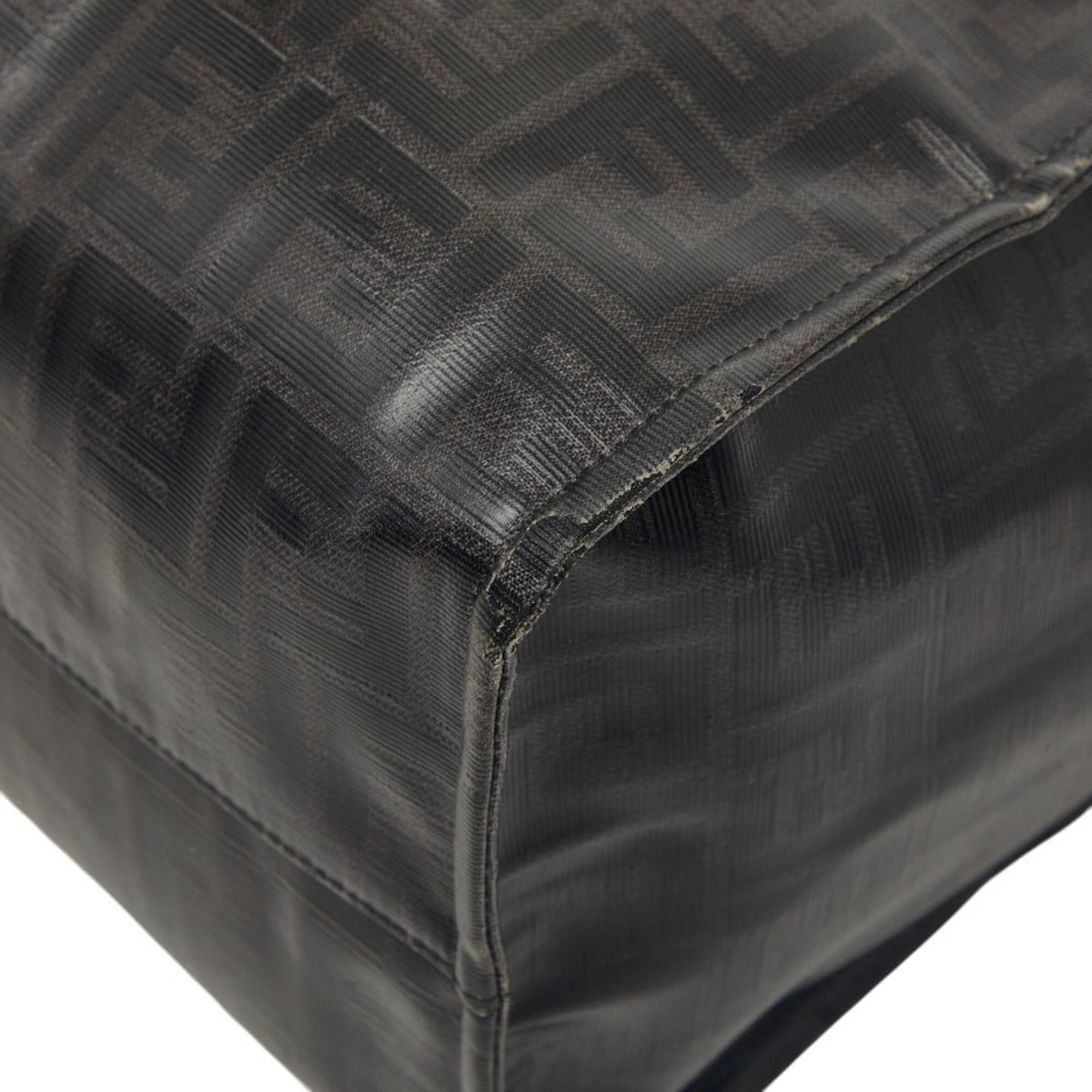 Fendi Fendi Mania Zucca x Fila Collaboration Tote Bag 8BH357 Black Leather Wool Women's FENDI Size ONE SIZE - 4 Thumbnail