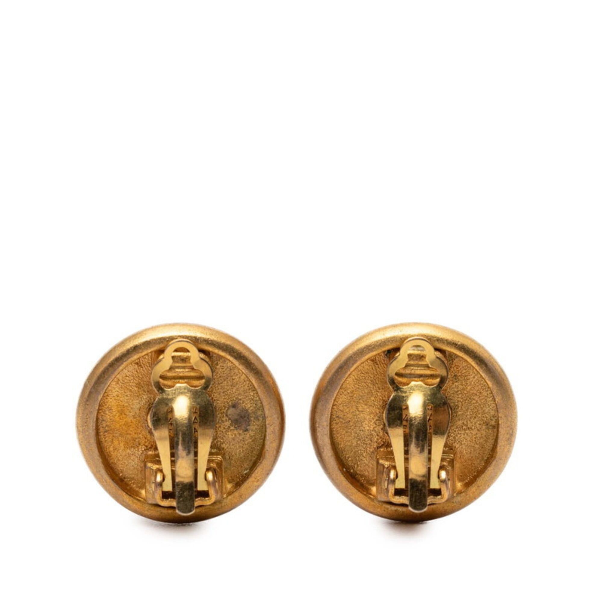 Chanel Chanel Logo Button Motif Earrings, Gold Plated, Women's CHANEL Size ONE SIZE - 2 Thumbnail