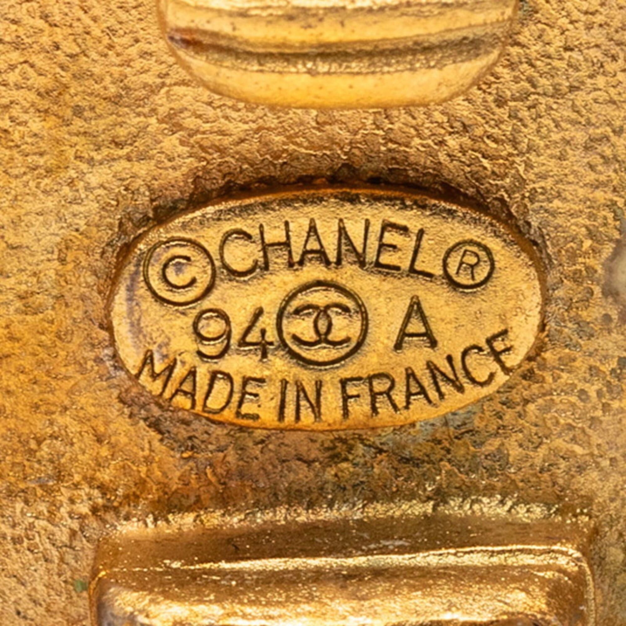 Chanel Chanel Logo Button Motif Earrings, Gold Plated, Women's CHANEL Size ONE SIZE - 3 Thumbnail