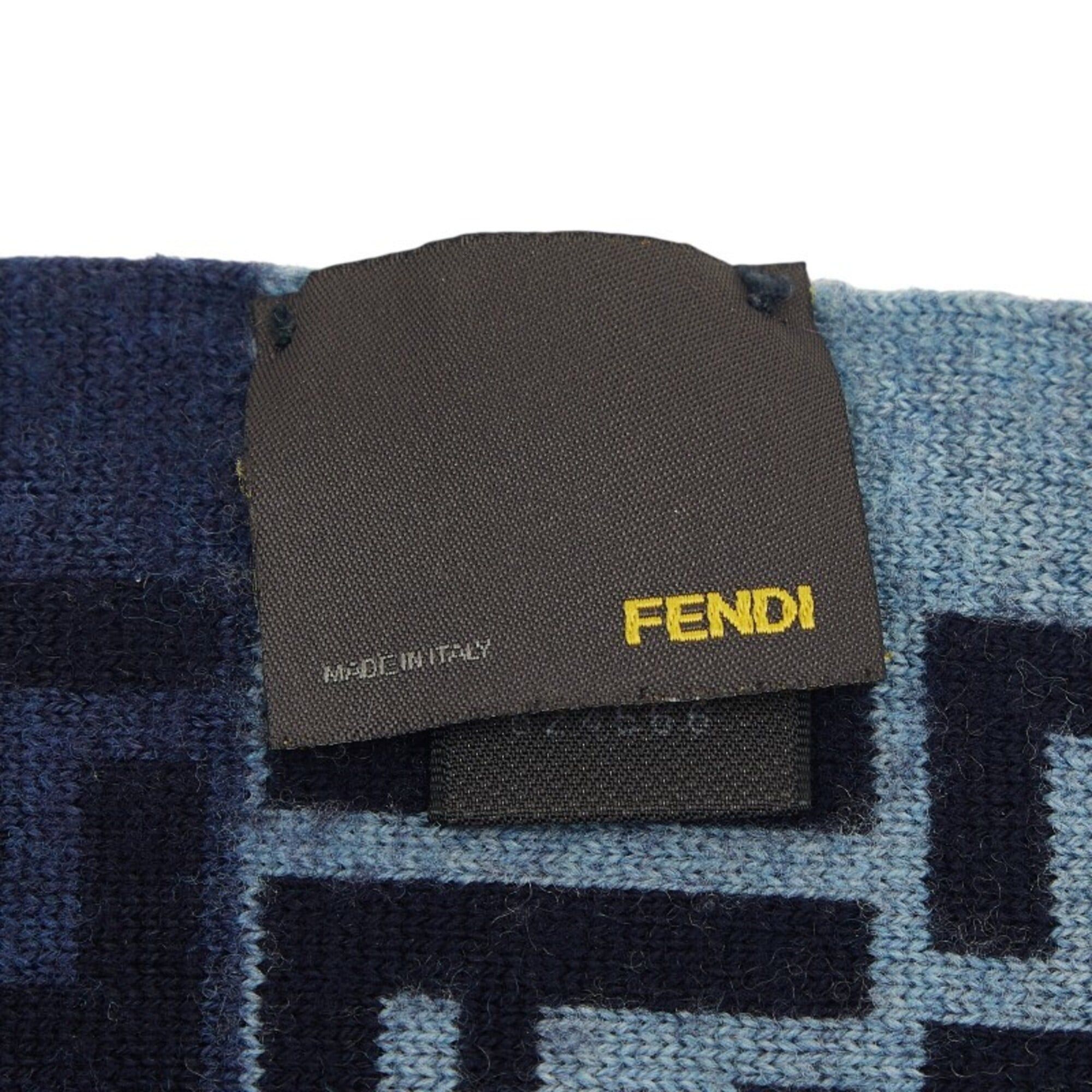 Fendi Fendi Zucca FF Logo Scarf, Navy Wool, Women's FENDI Size ONE SIZE - 6 Thumbnail
