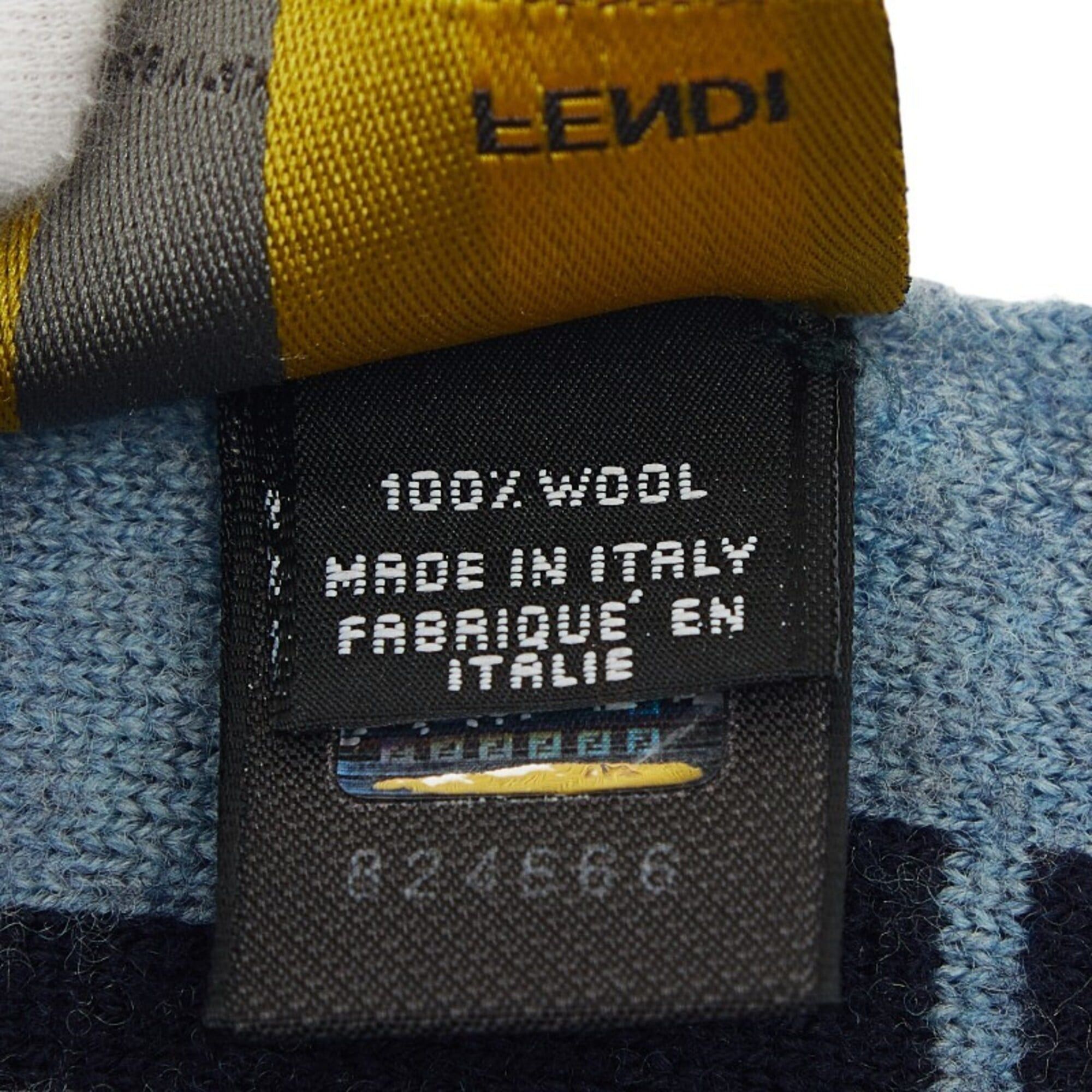 Fendi Fendi Zucca FF Logo Scarf, Navy Wool, Women's FENDI Size ONE SIZE - 4 Thumbnail
