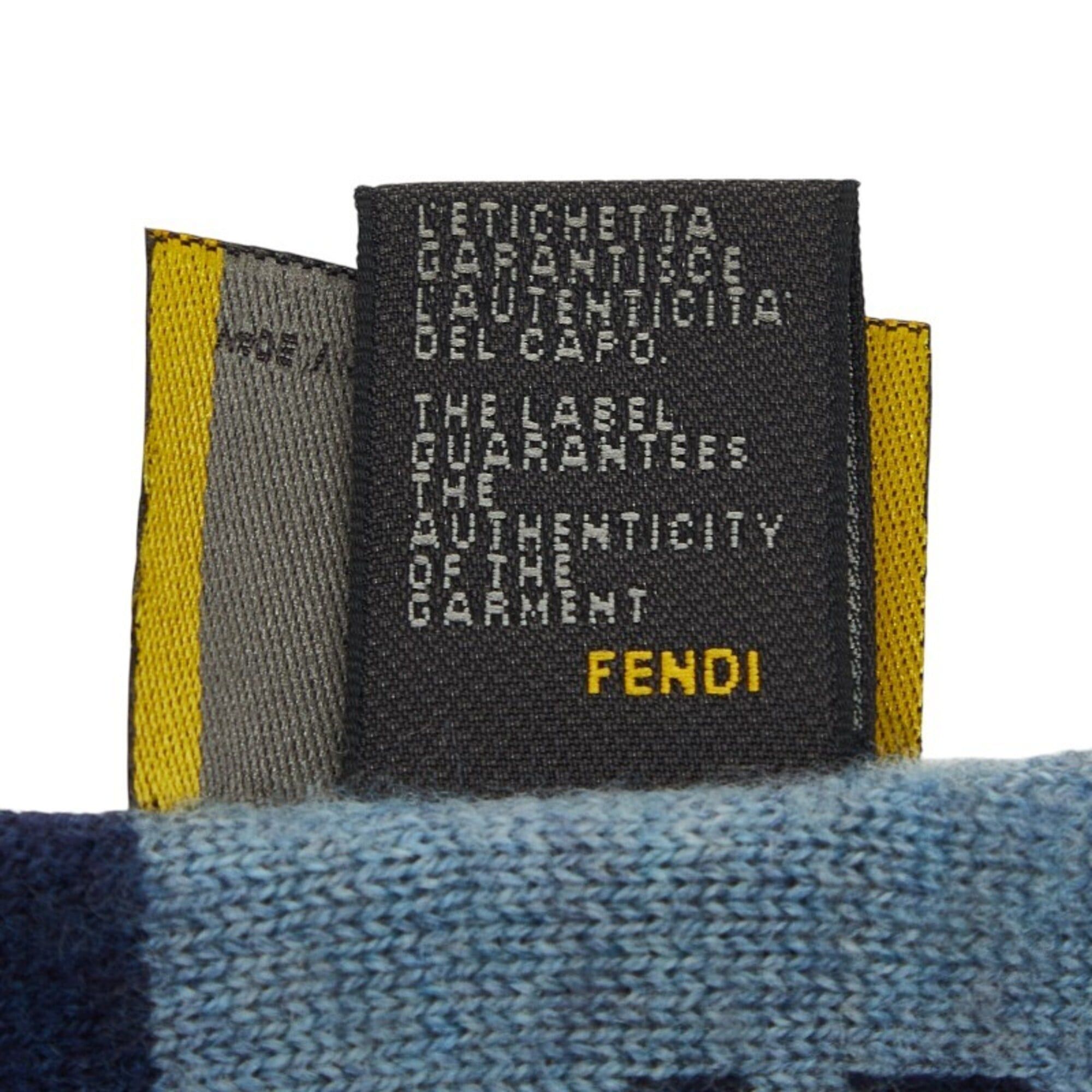 Fendi Fendi Zucca FF Logo Scarf, Navy Wool, Women's FENDI Size ONE SIZE - 5 Thumbnail