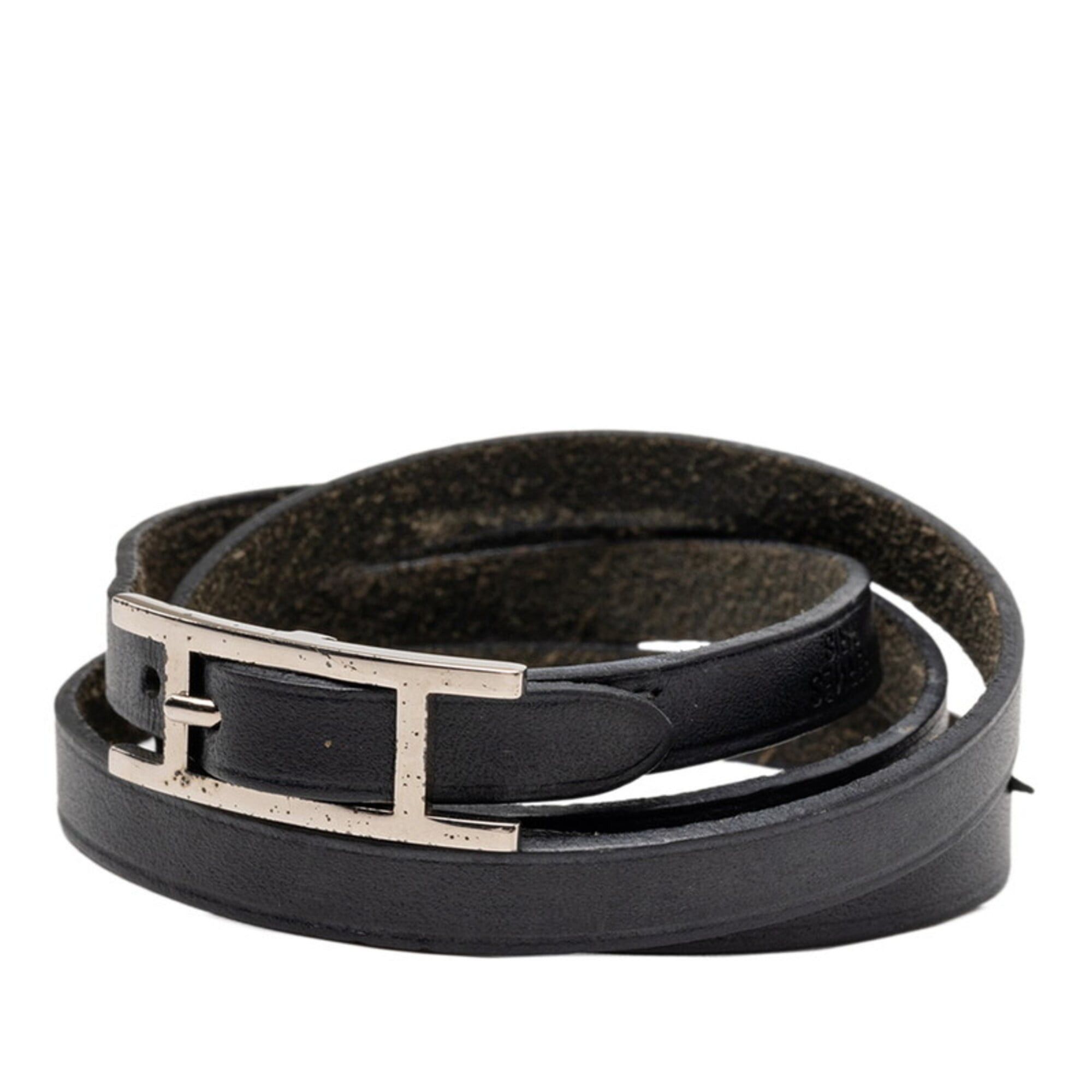Hermes Hermes Api 4-strand long bracelet, black leather, women's. Size ONE SIZE - 2 Thumbnail